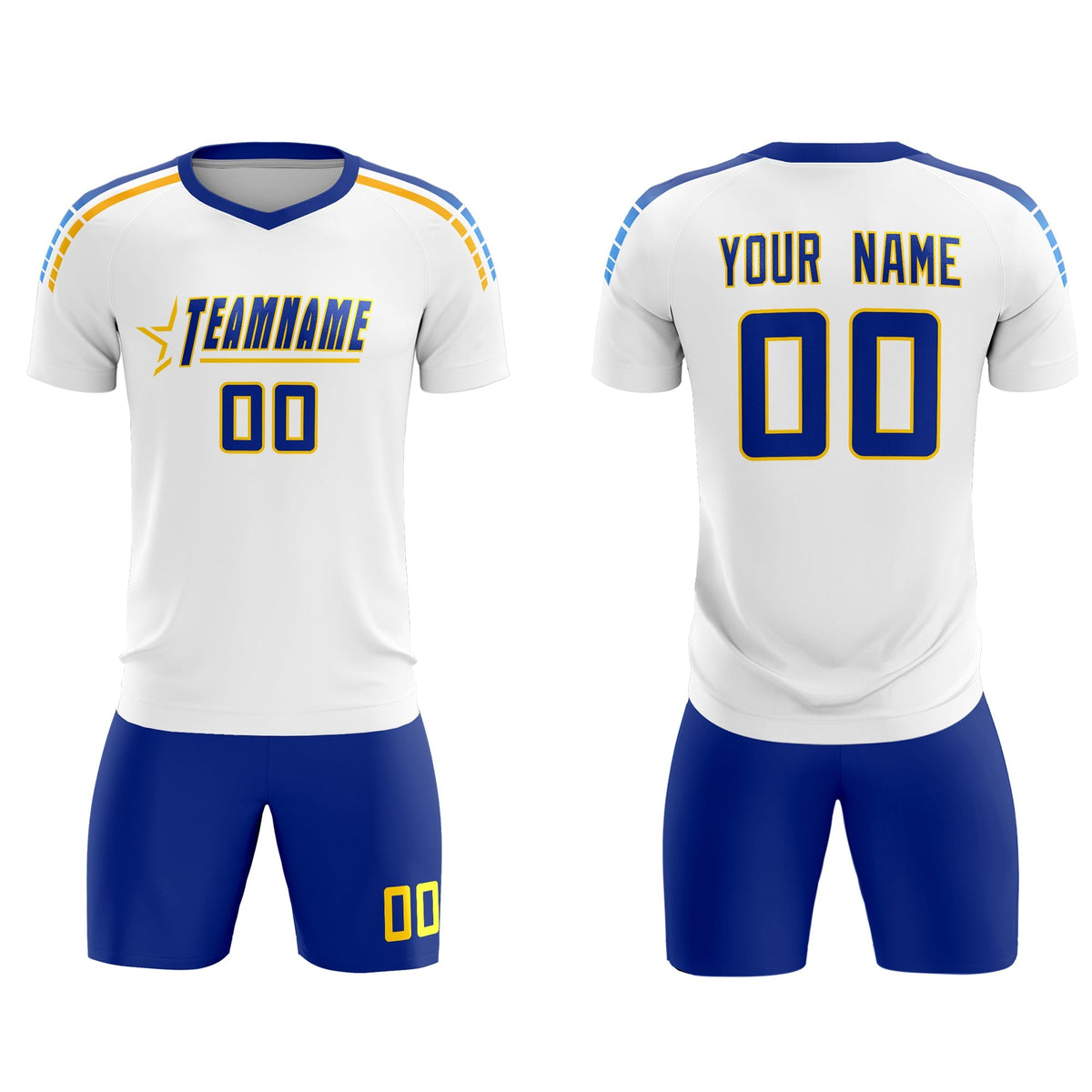 Custom White Raglan Shoulder Striped Football Kit Jersey