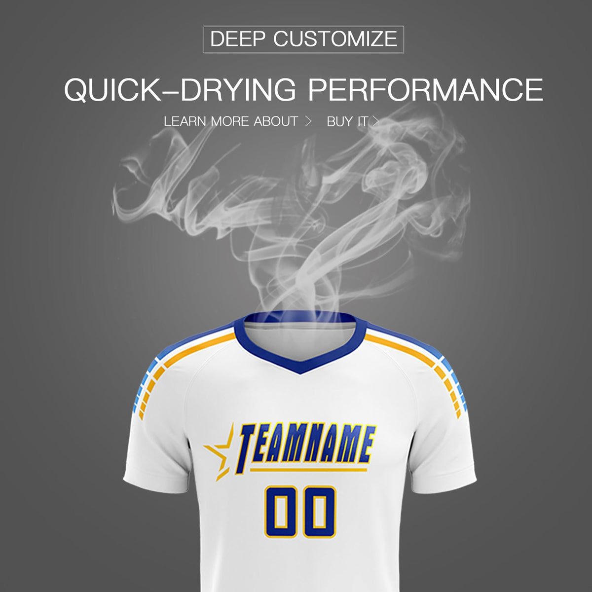 Custom White Raglan Shoulder Striped Football Kit Jersey