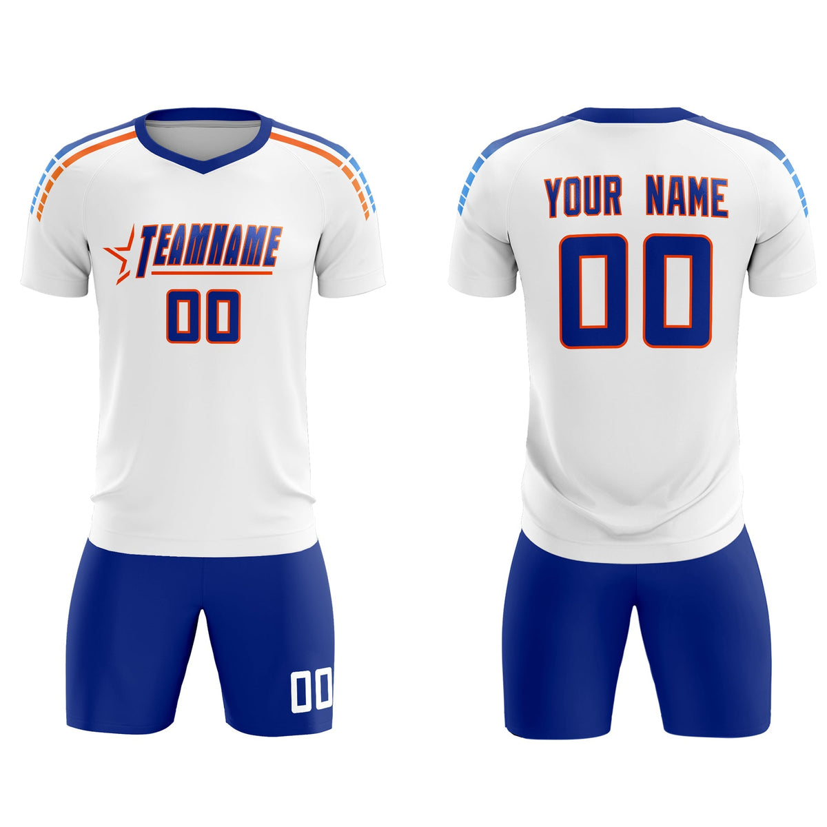 Custom White Raglan Shoulder Striped Football Kit Jersey