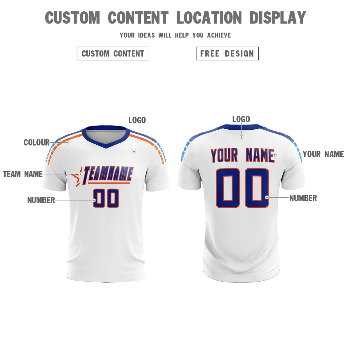 Custom White Raglan Shoulder Striped Football Kit Jersey