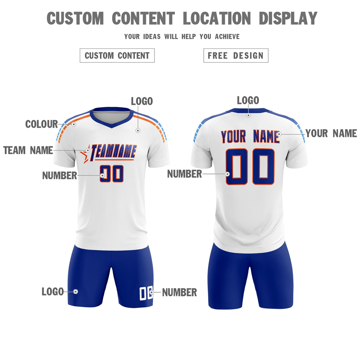 Custom White Raglan Shoulder Striped Football Kit Jersey