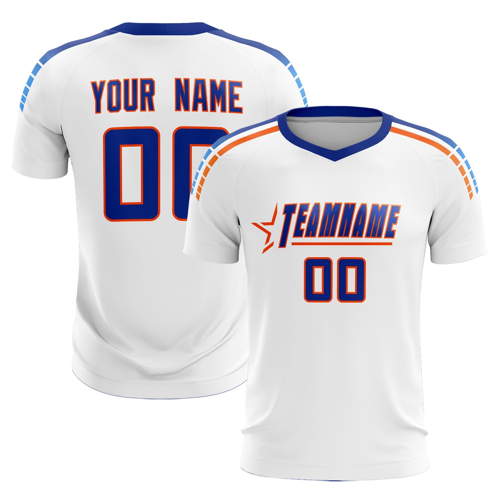 Custom White Raglan Shoulder Striped Football Kit Jersey
