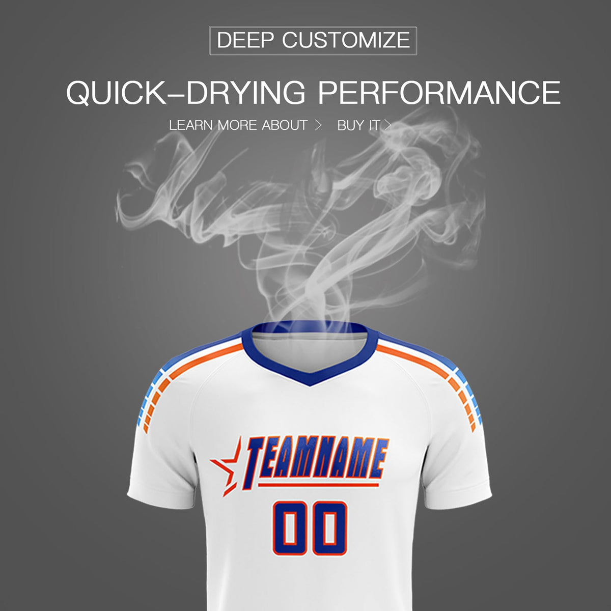 Custom White Raglan Shoulder Striped Football Kit Jersey