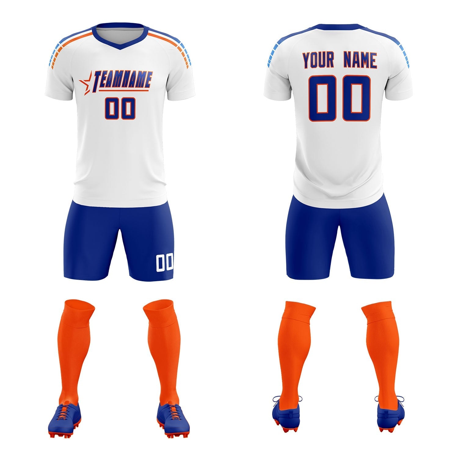 Custom White Raglan Shoulder Striped Football Kit Jersey