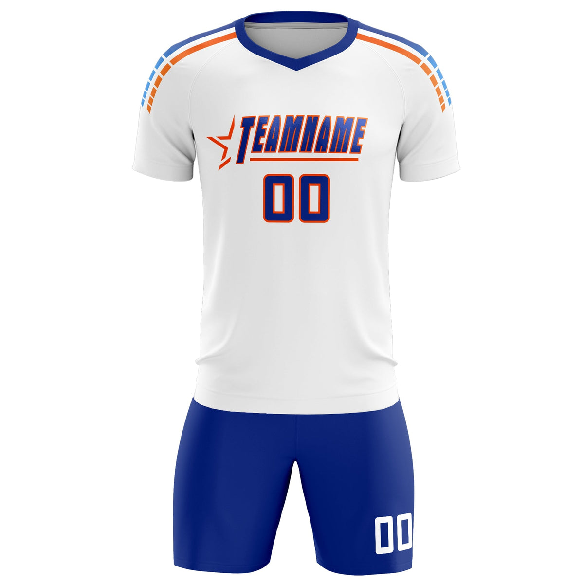 Custom White Raglan Shoulder Striped Football Kit Jersey