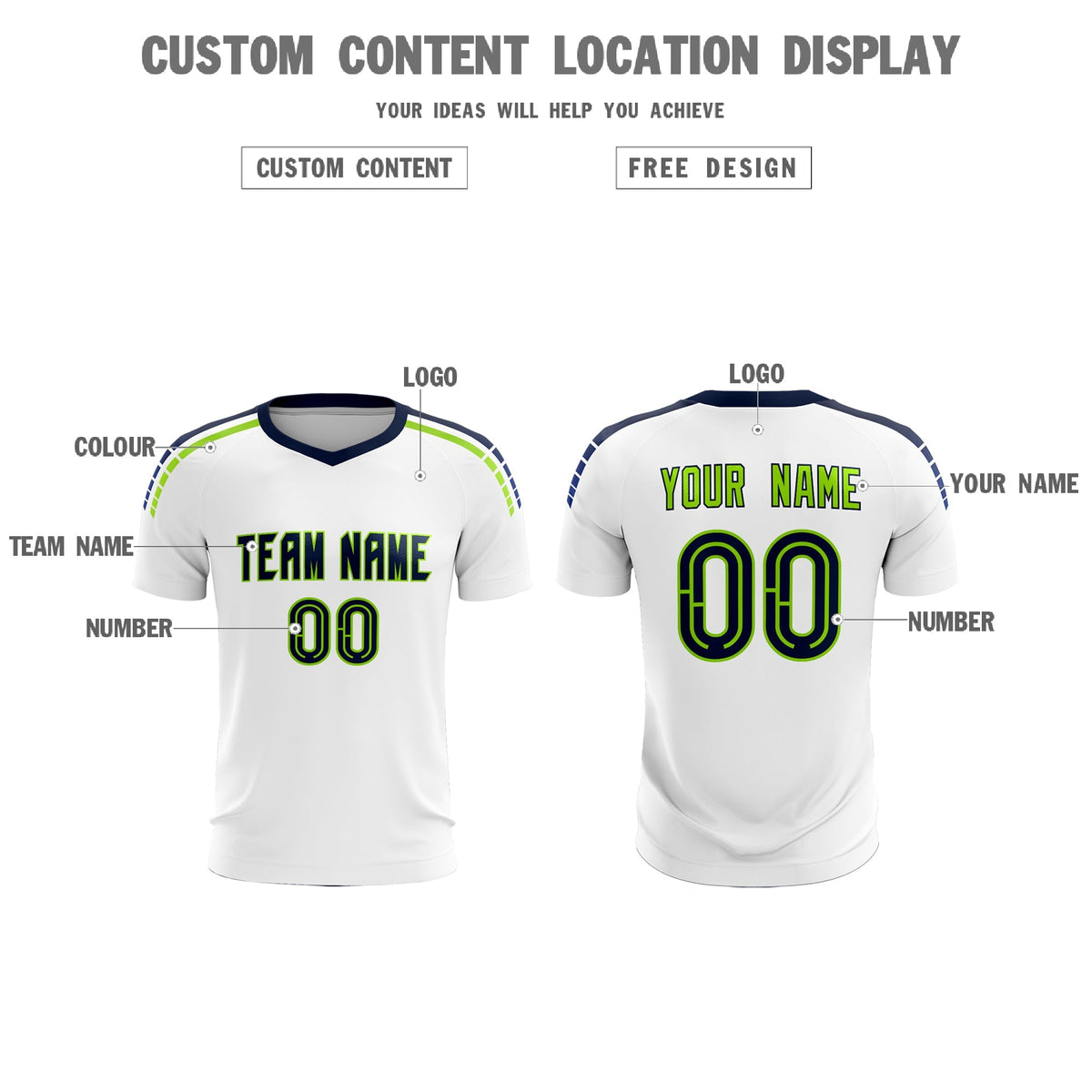 Custom White Raglan Shoulder Striped Football Kit Jersey