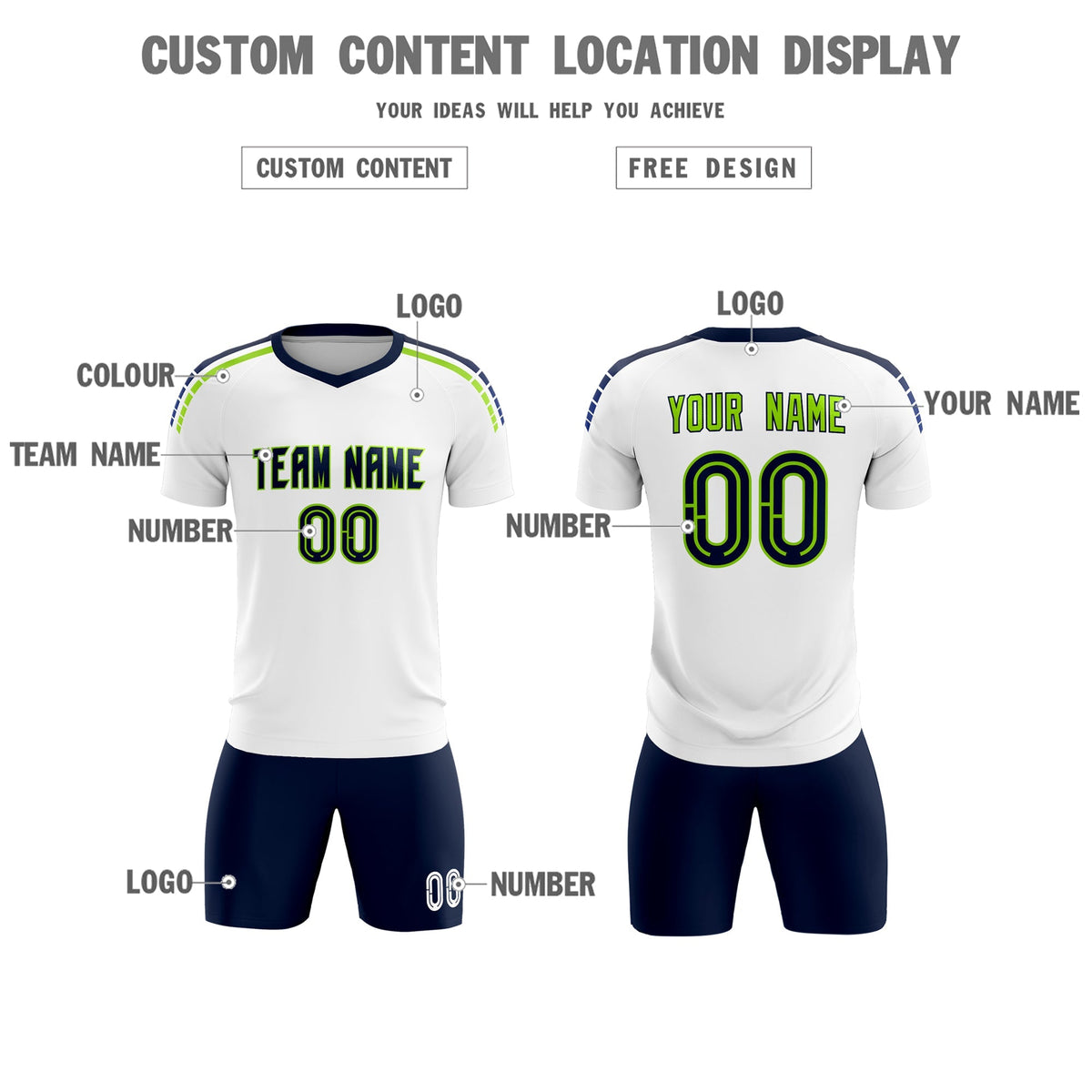 Custom White Raglan Shoulder Striped Football Kit Jersey