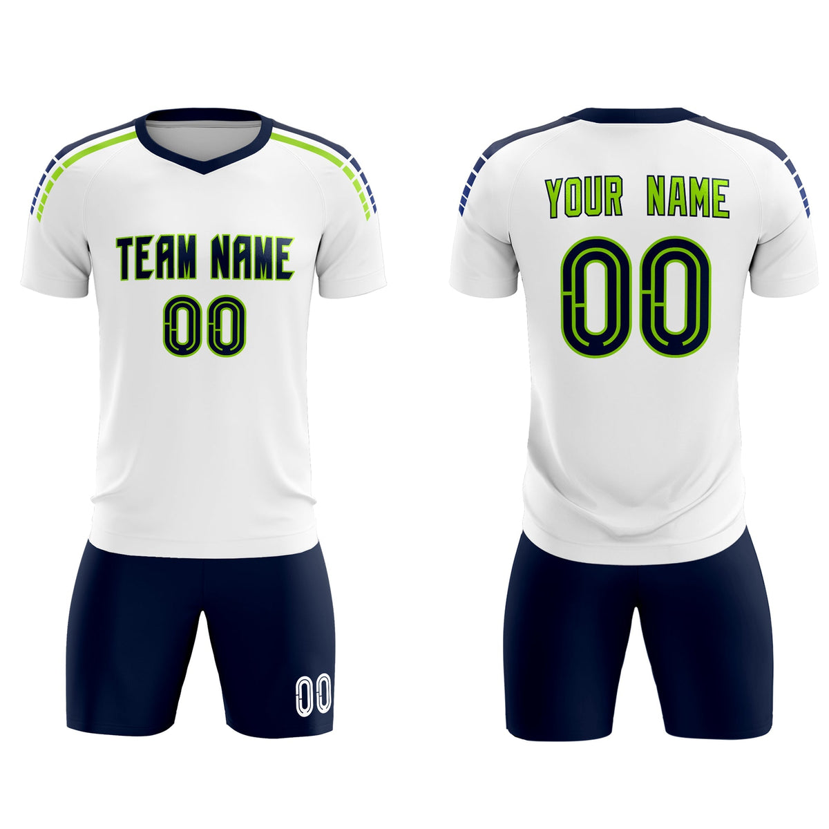 Custom White Raglan Shoulder Striped Football Kit Jersey