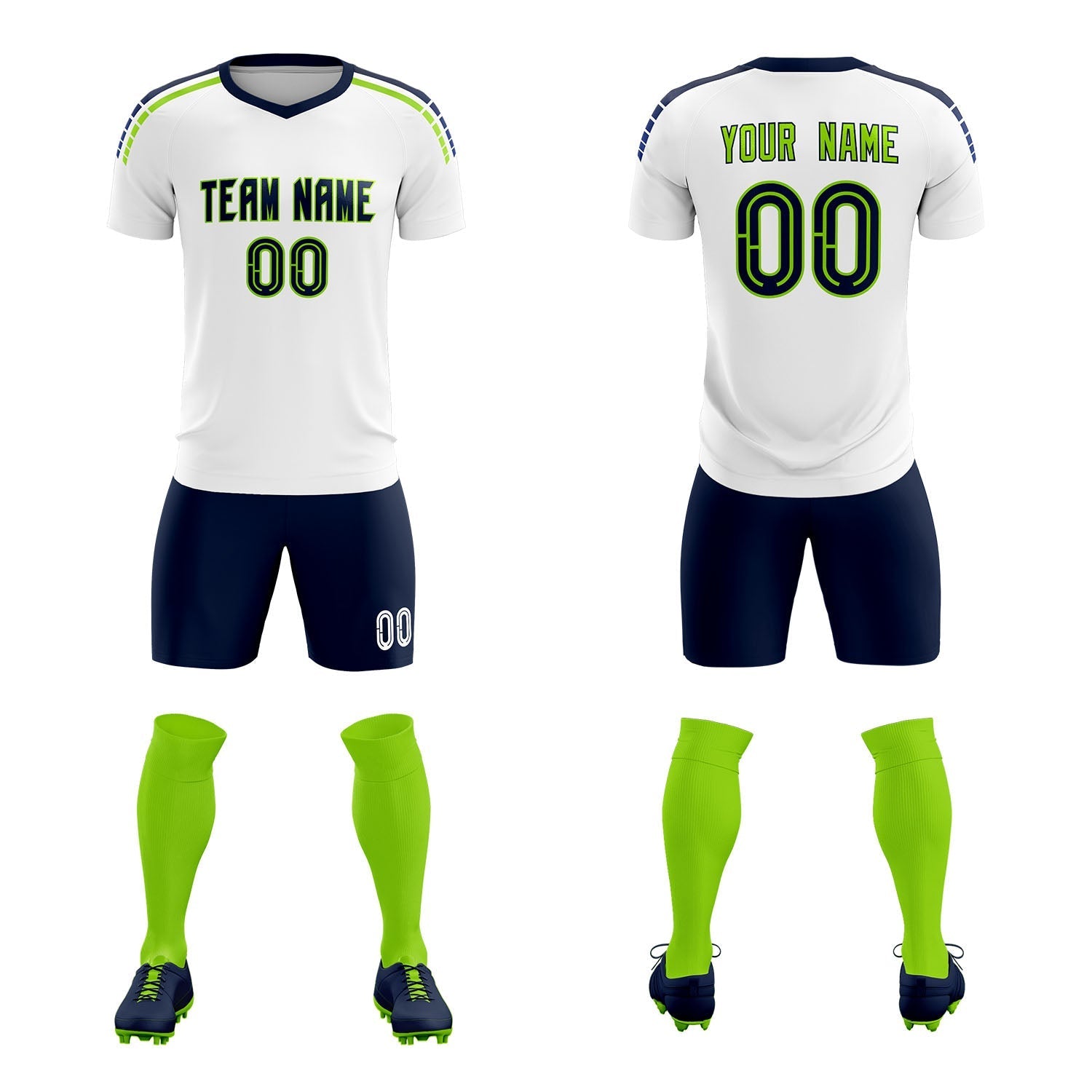 Custom White Raglan Shoulder Striped Football Kit Jersey