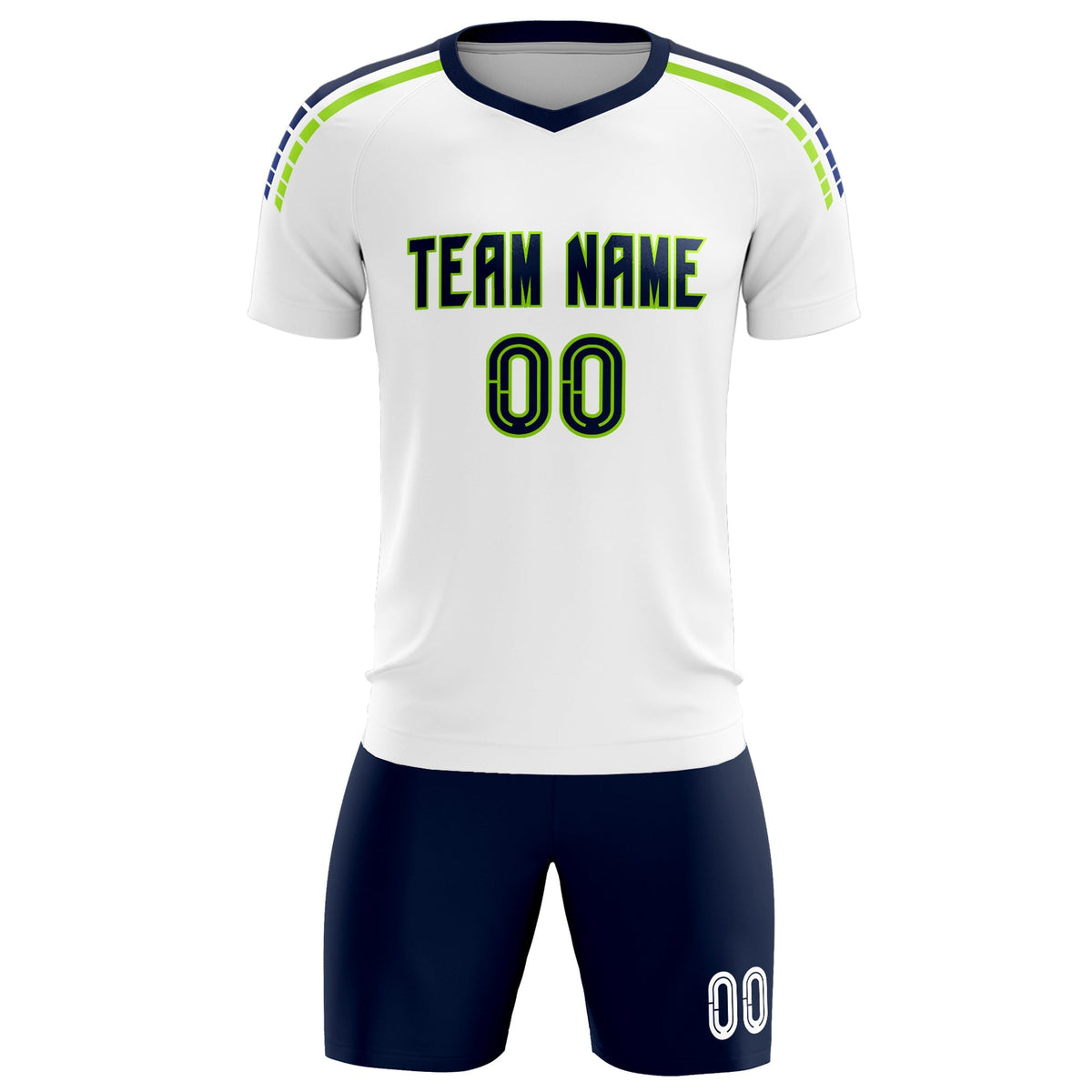Custom White Raglan Shoulder Striped Football Kit Jersey