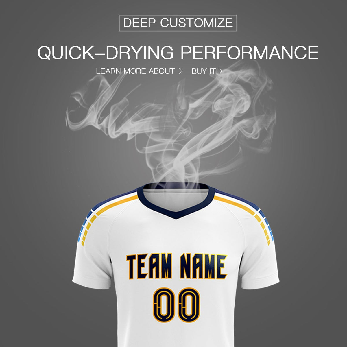 Custom White Raglan Shoulder Striped Football Kit Jersey