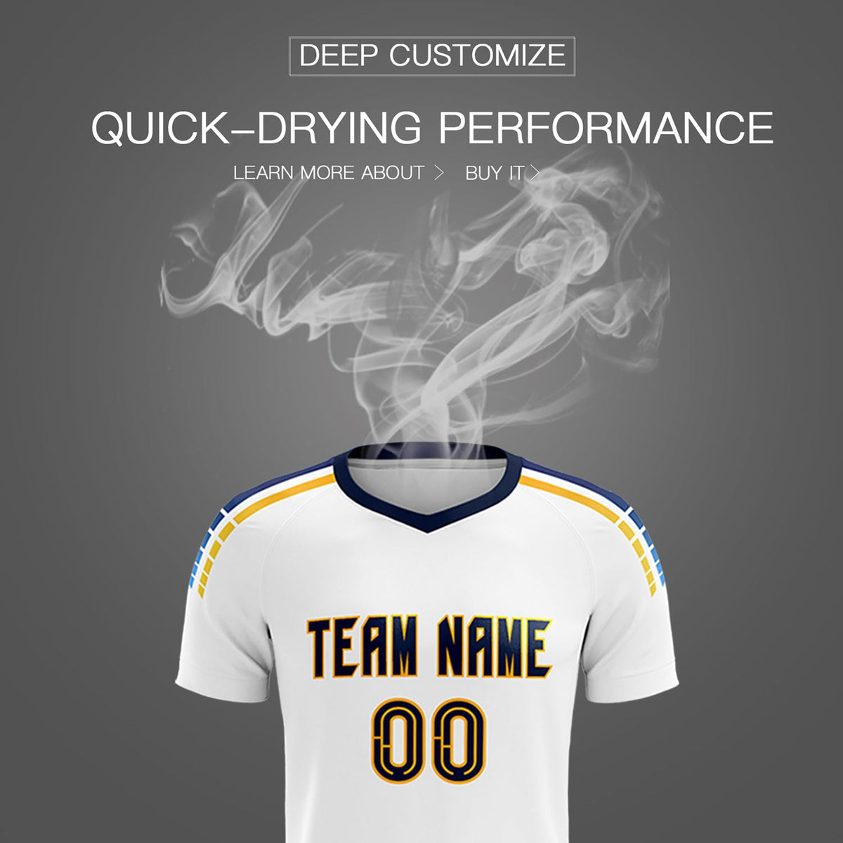 Custom White Raglan Shoulder Striped Football Kit Jersey