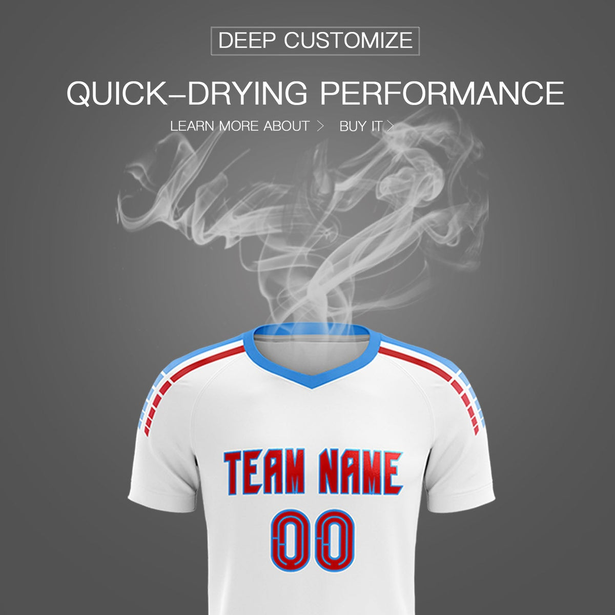 Custom White Raglan Shoulder Striped Football Kit Jersey