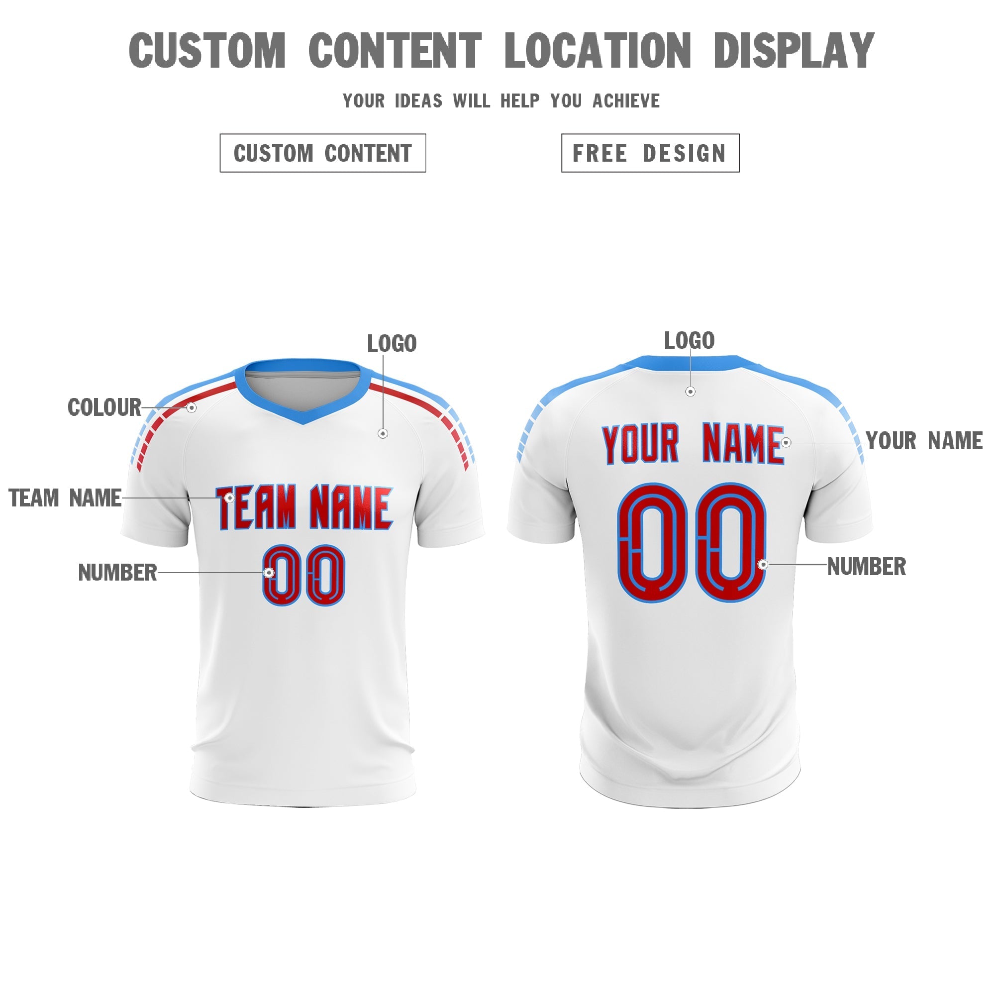Custom White Raglan Shoulder Striped Football Kit Jersey