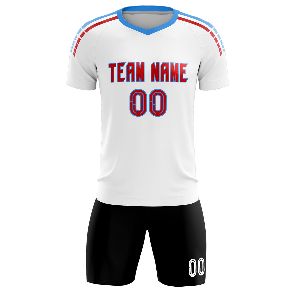 Custom White Raglan Shoulder Striped Football Kit Jersey