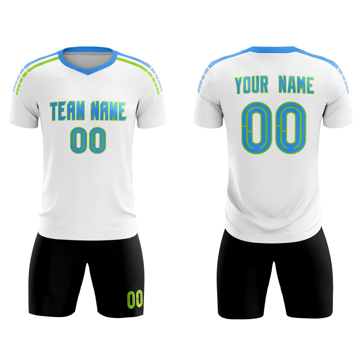 Custom White Raglan Shoulder Striped Football Kit Jersey