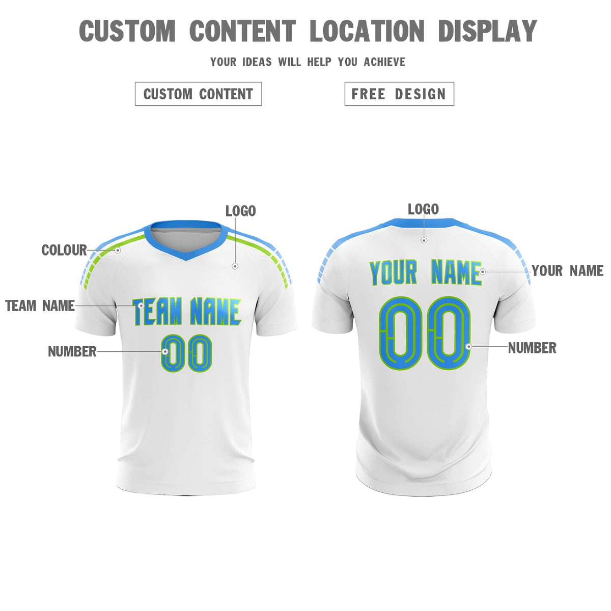 Custom White Raglan Shoulder Striped Football Kit Jersey