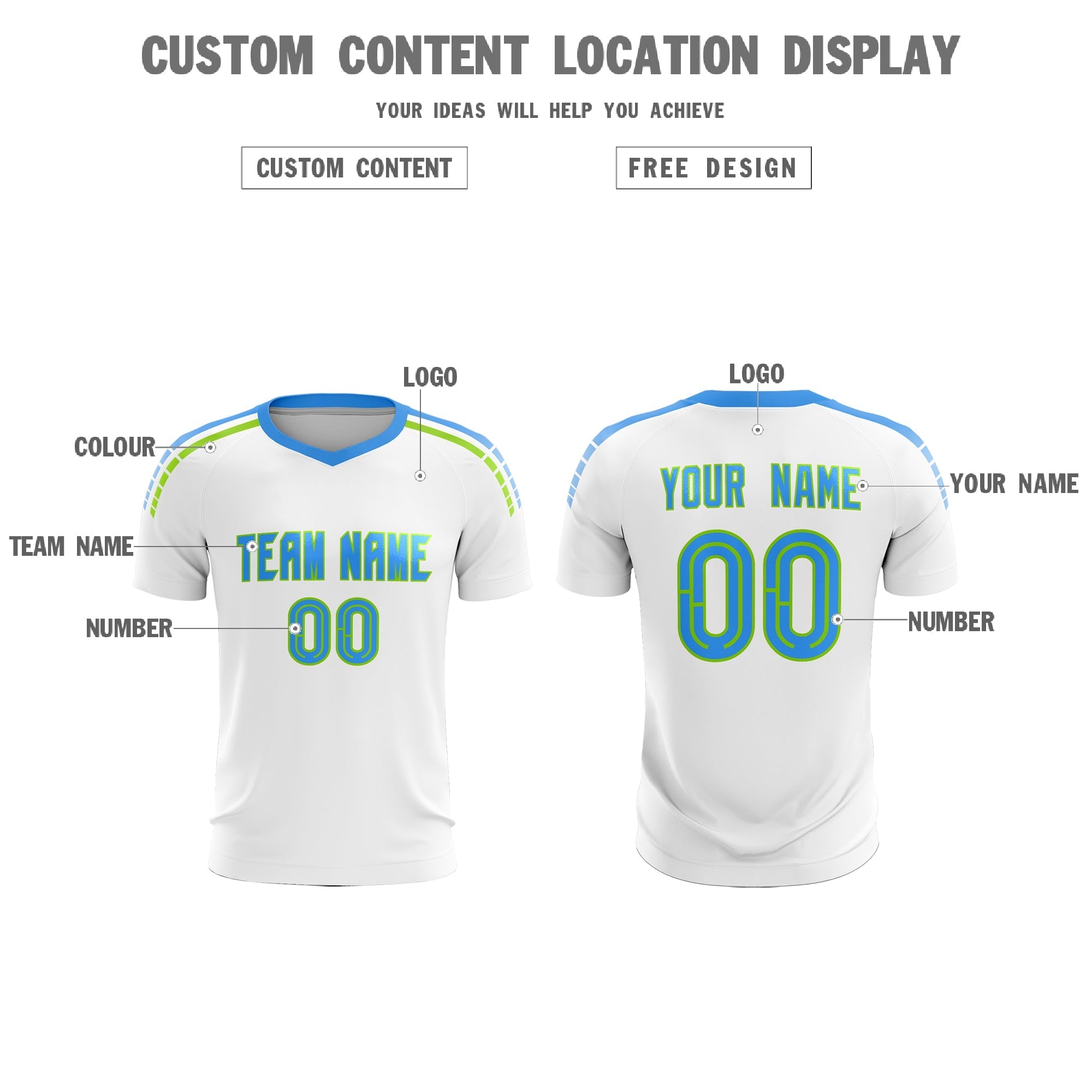 Custom White Raglan Shoulder Striped Football Kit Jersey