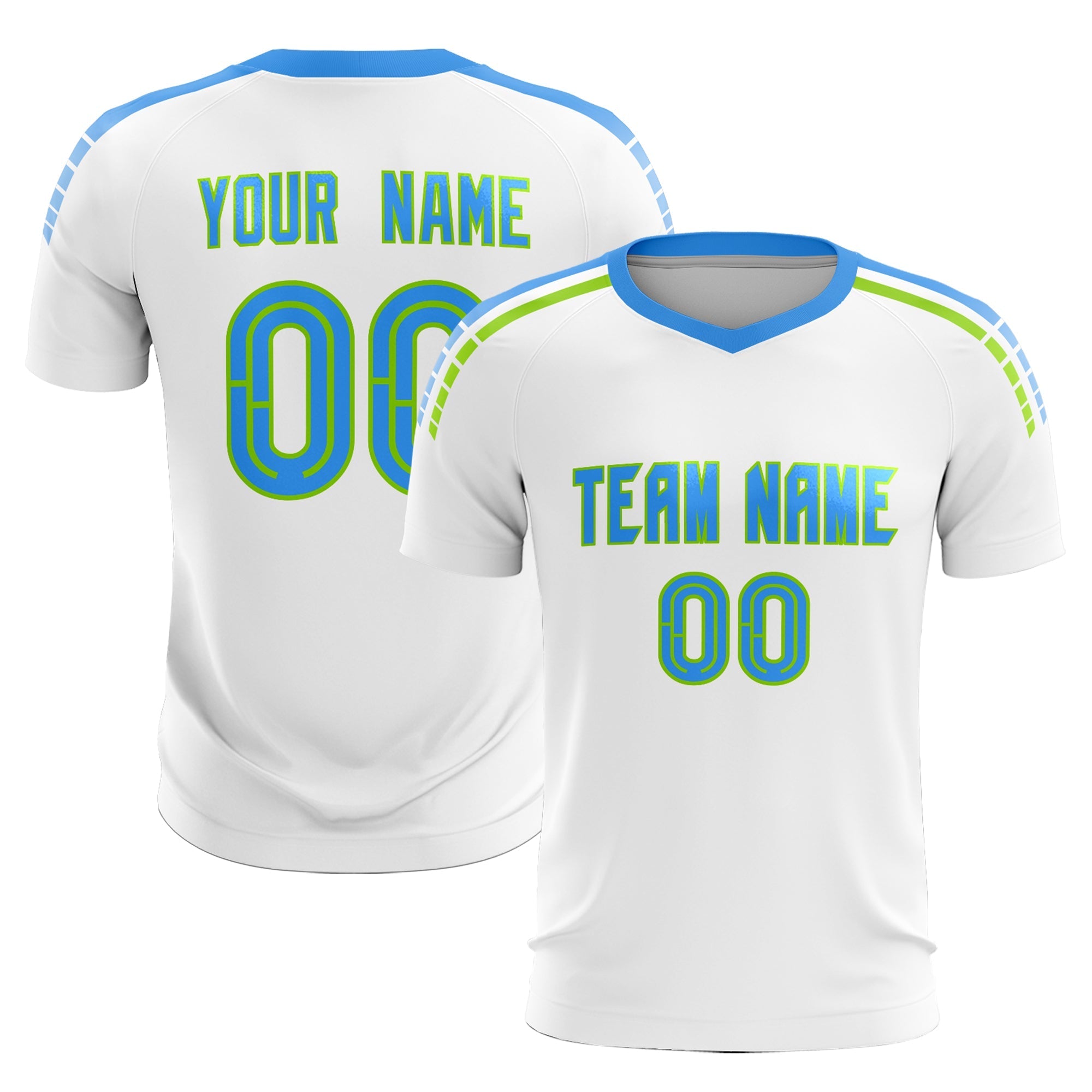 Custom White Raglan Shoulder Striped Football Kit Jersey