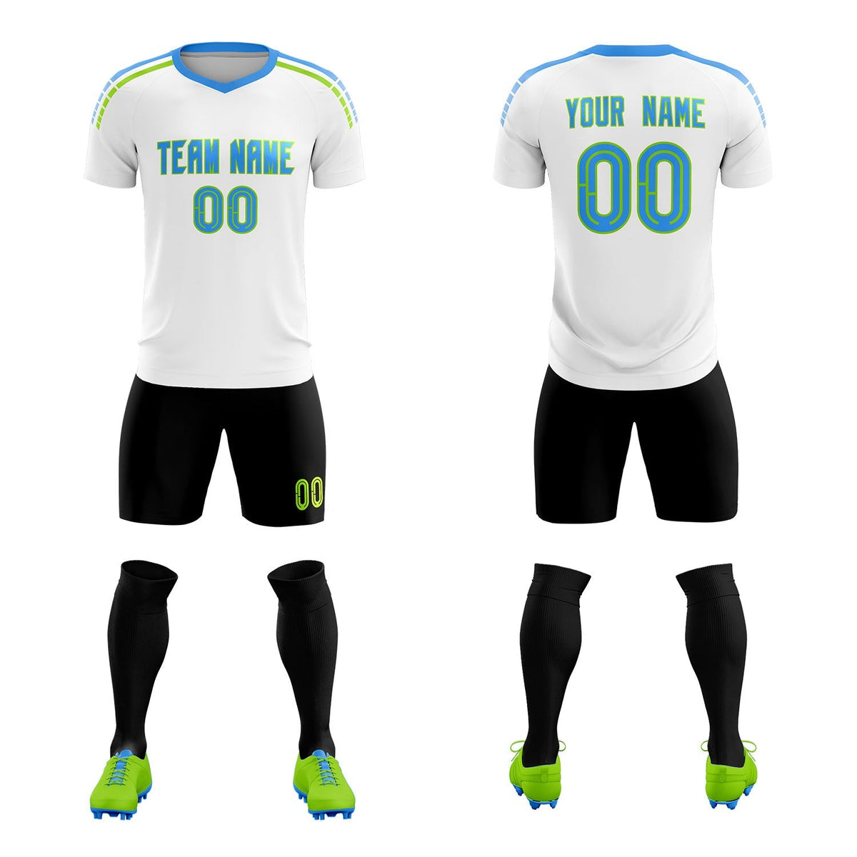 Custom White Raglan Shoulder Striped Football Kit Jersey