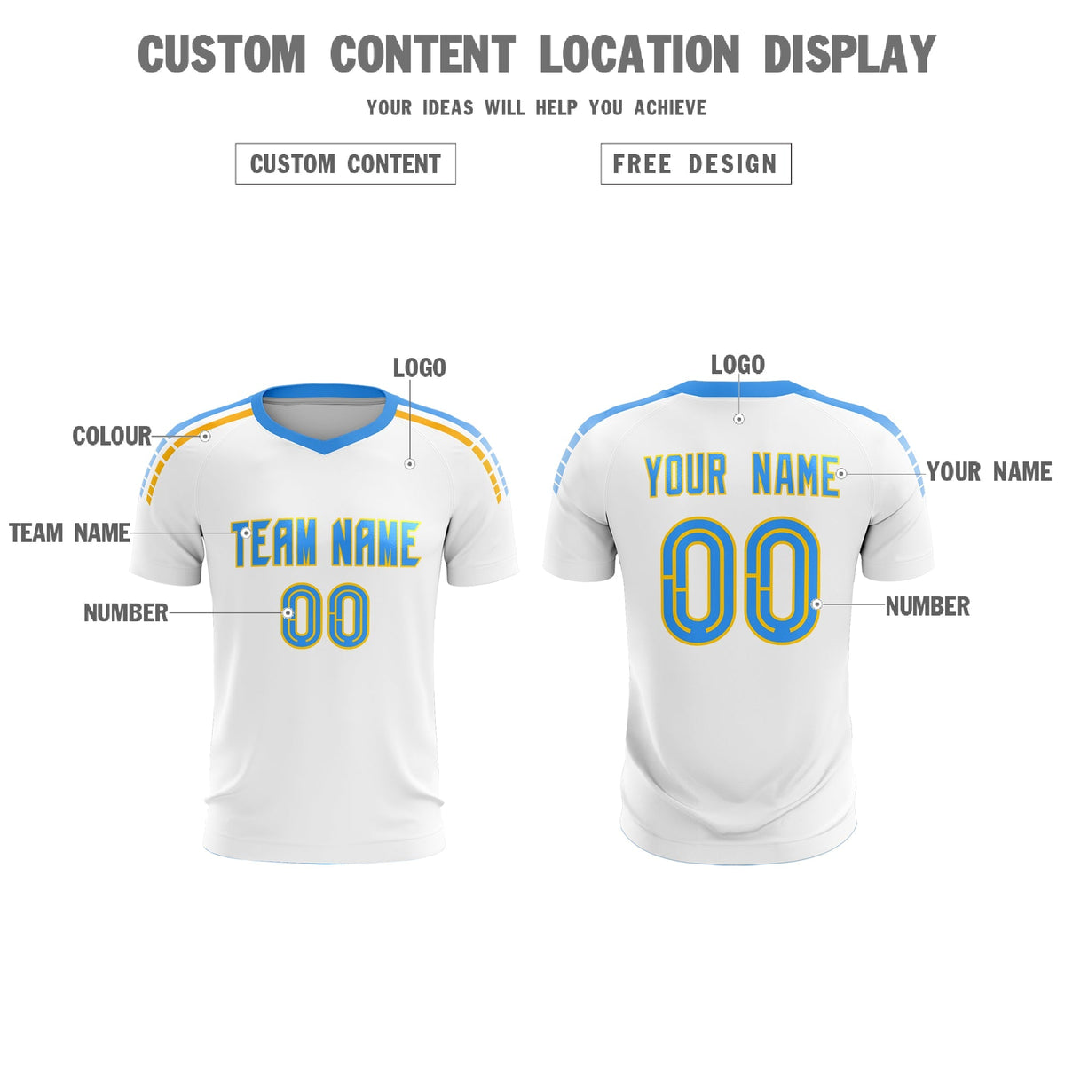 Custom White Raglan Shoulder Striped Football Kit Jersey