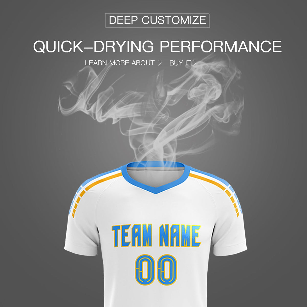 Custom White Raglan Shoulder Striped Football Kit Jersey