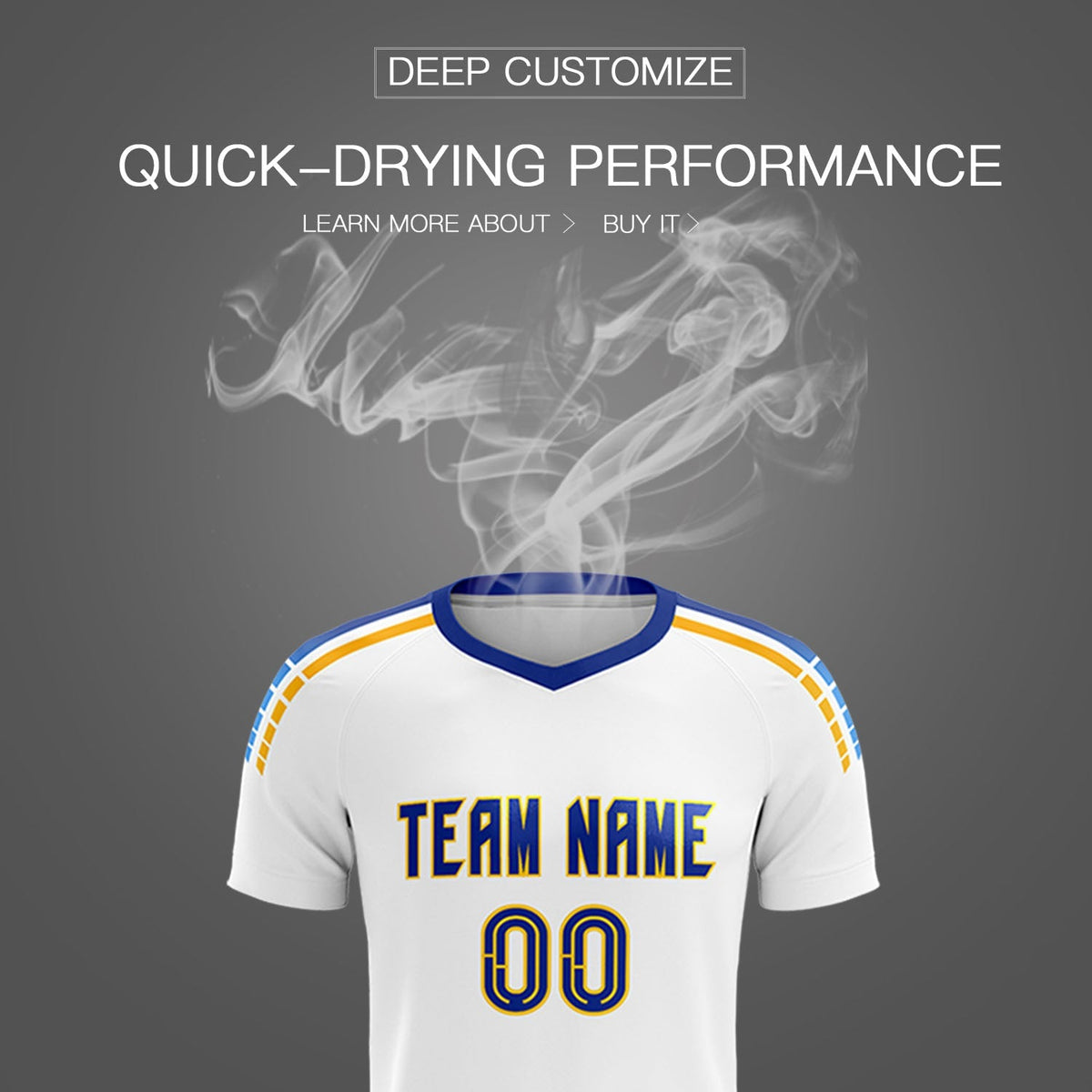 Custom White Raglan Shoulder Striped Football Kit Jersey