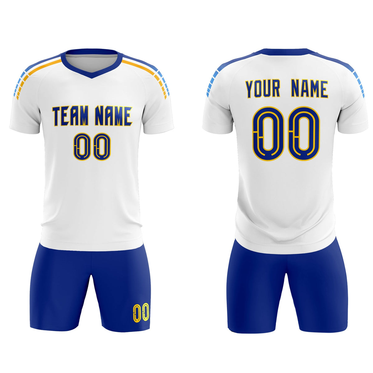 Custom White Raglan Shoulder Striped Football Kit Jersey