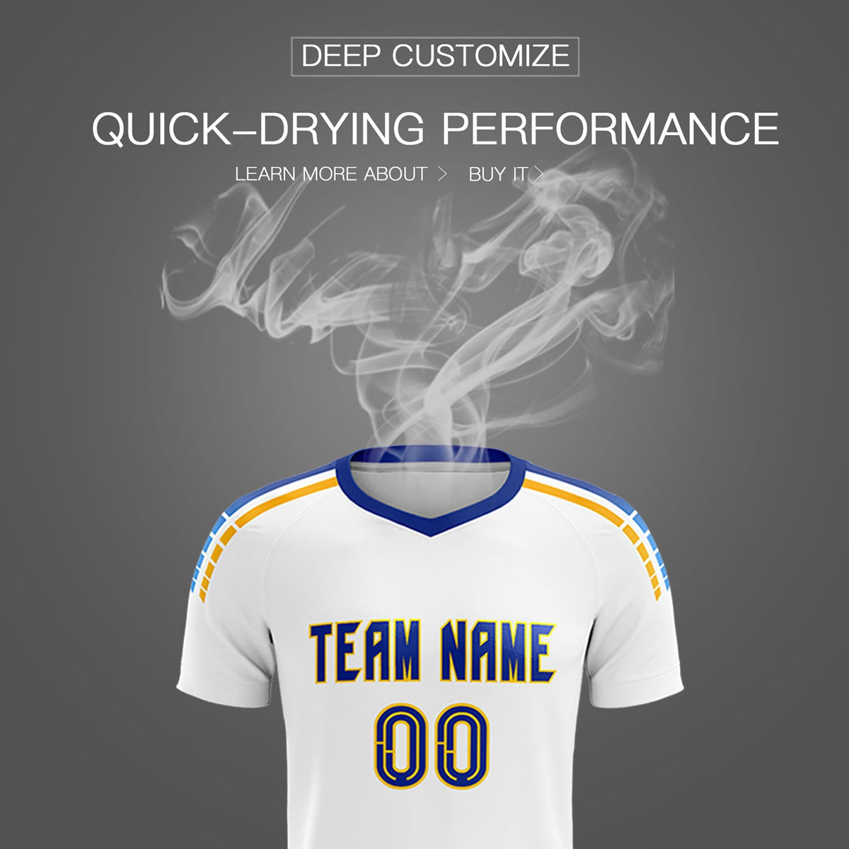 Custom White Raglan Shoulder Striped Football Kit Jersey