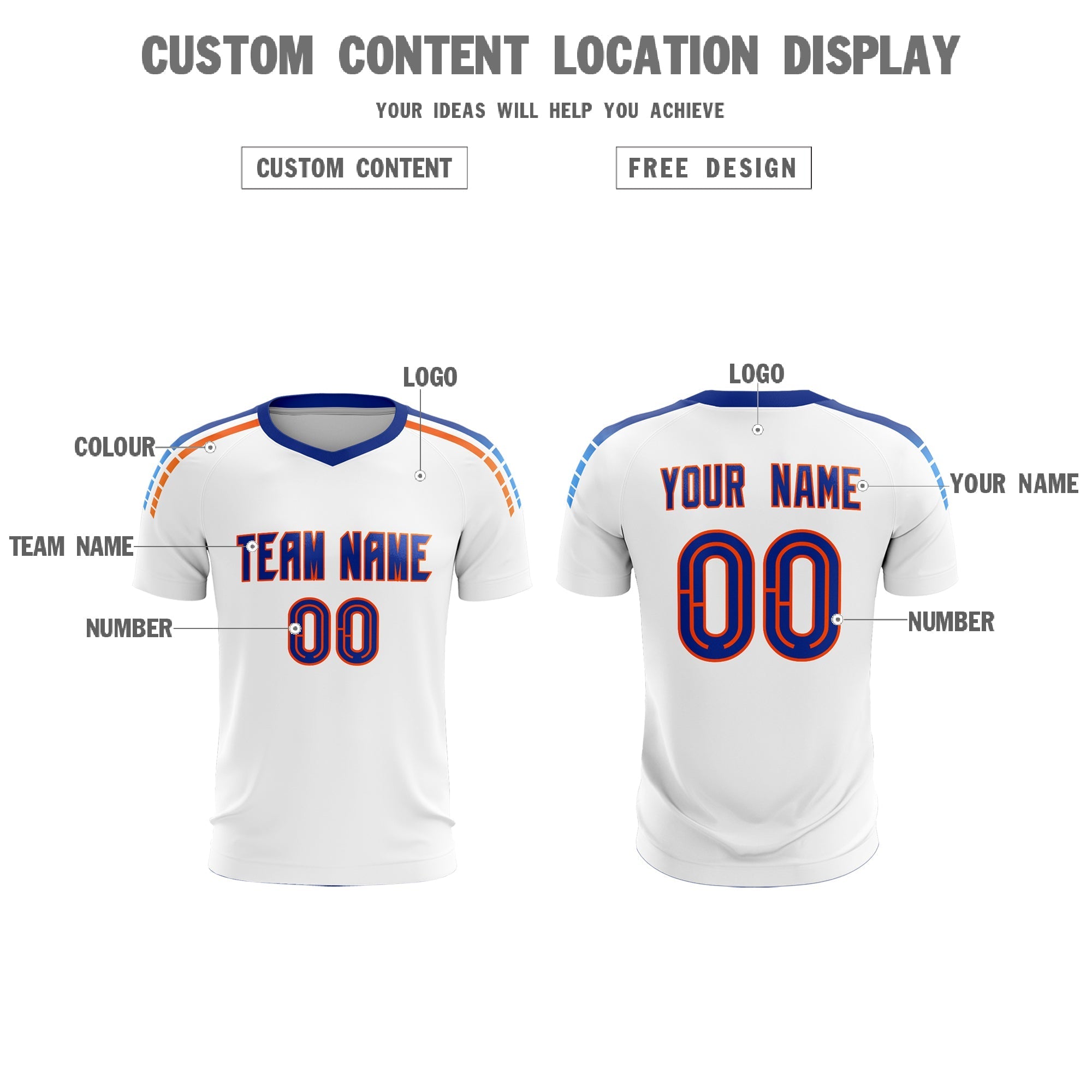 Custom White Raglan Shoulder Striped Football Kit Jersey