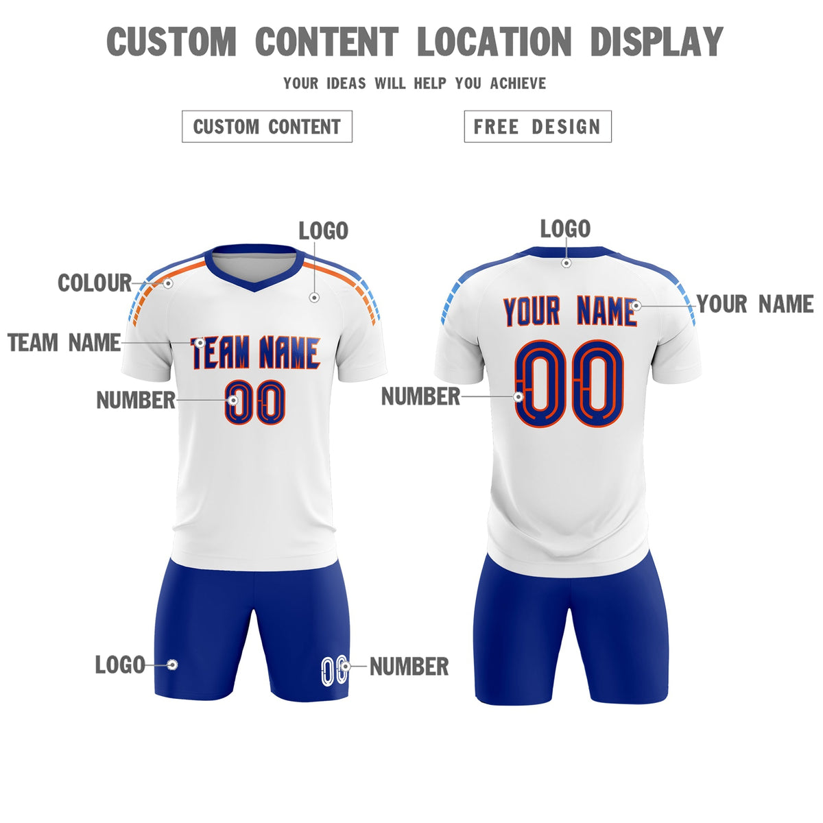 Custom White Raglan Shoulder Striped Football Kit Jersey