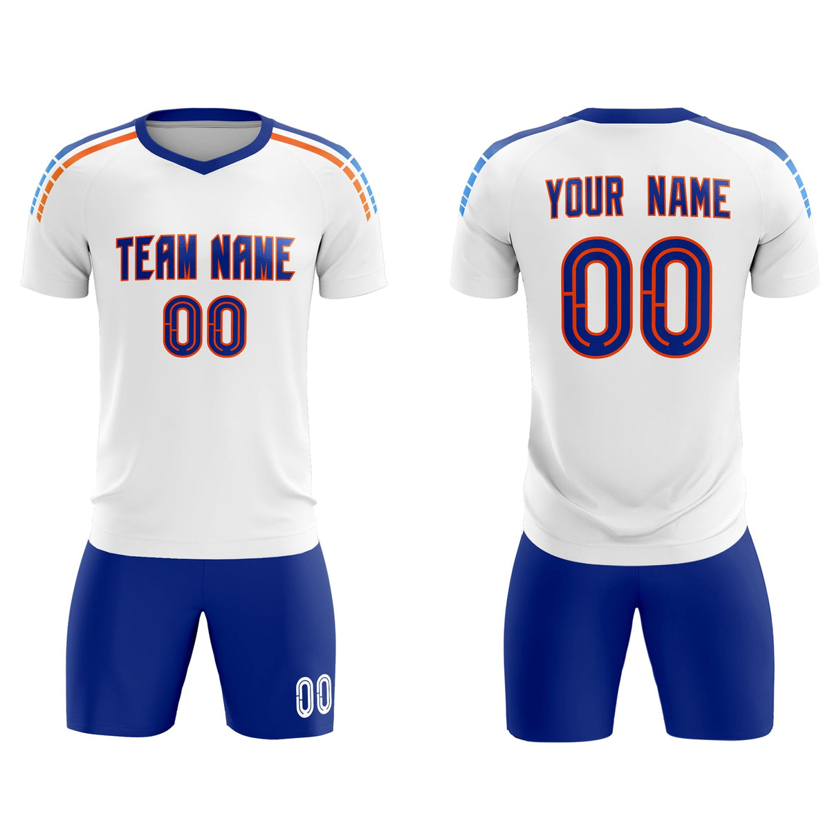 Custom White Raglan Shoulder Striped Football Kit Jersey