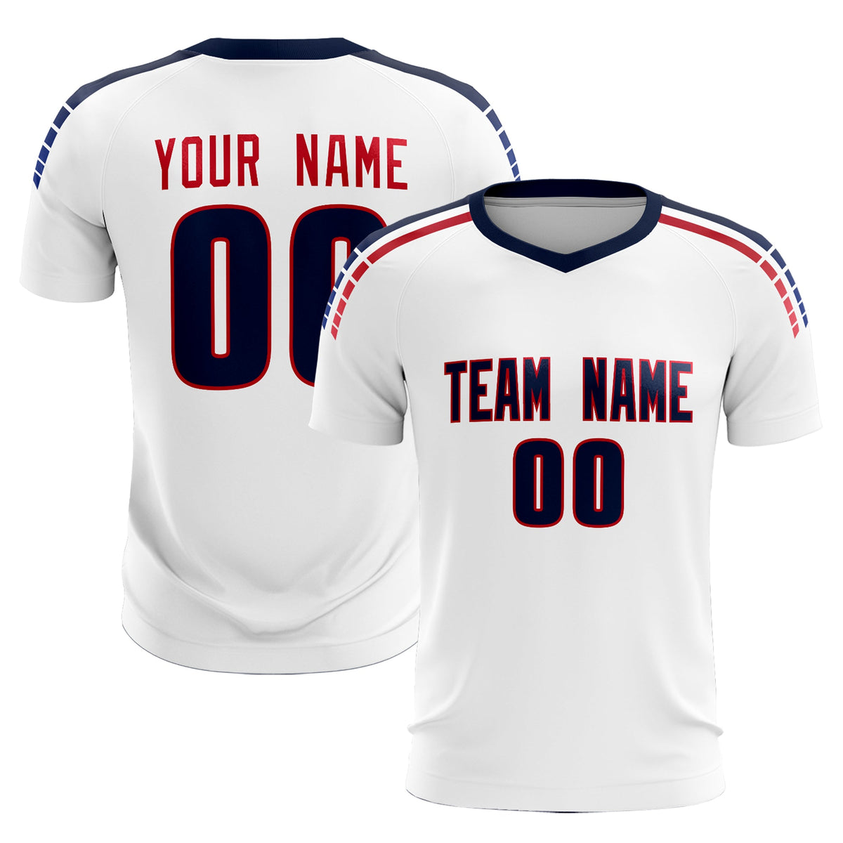 Custom white Striped Quick Dry Tops Football Kits Jersey