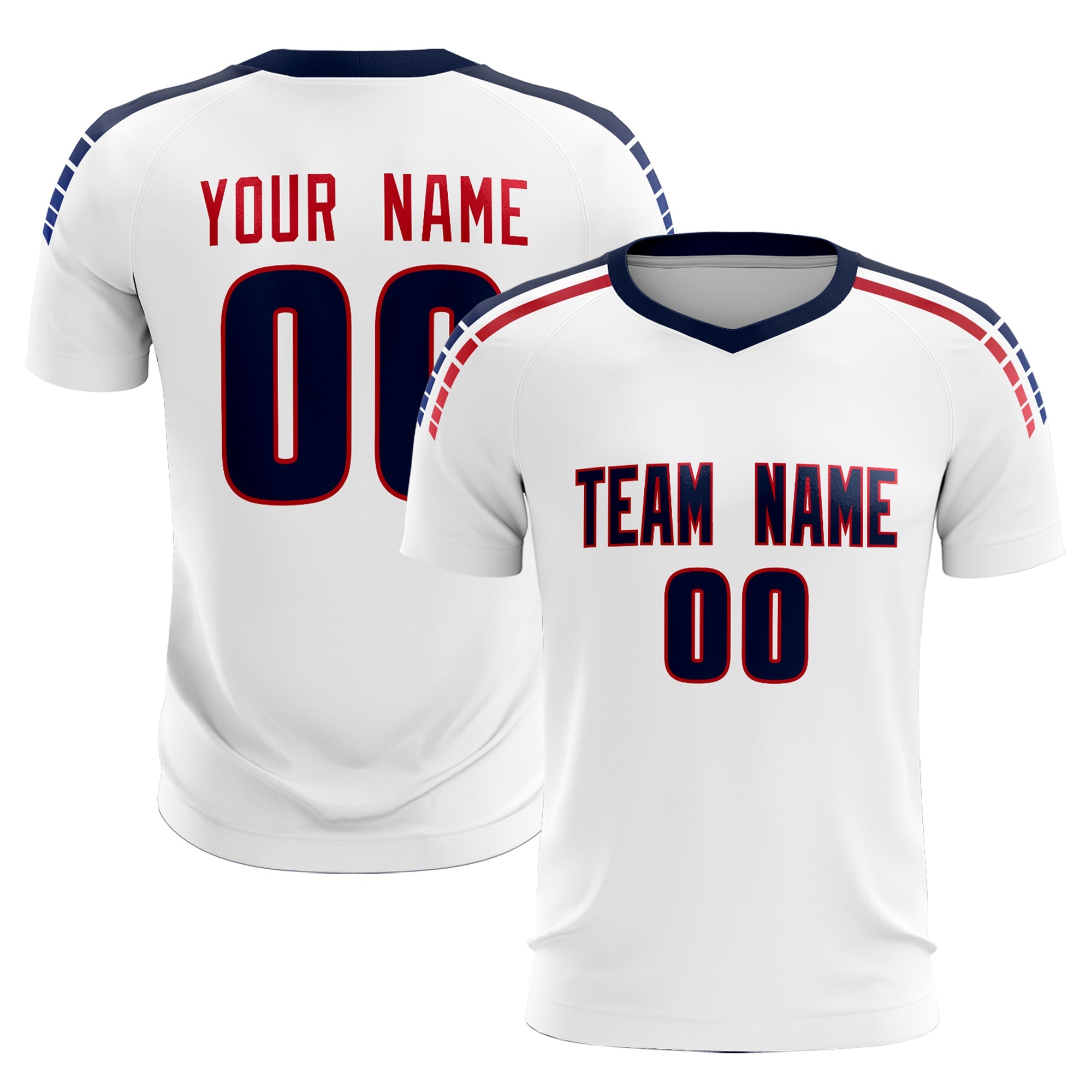 Benutzerdefinierte weiß gestreifte Quick Dry Tops Fußball Kits Jersey