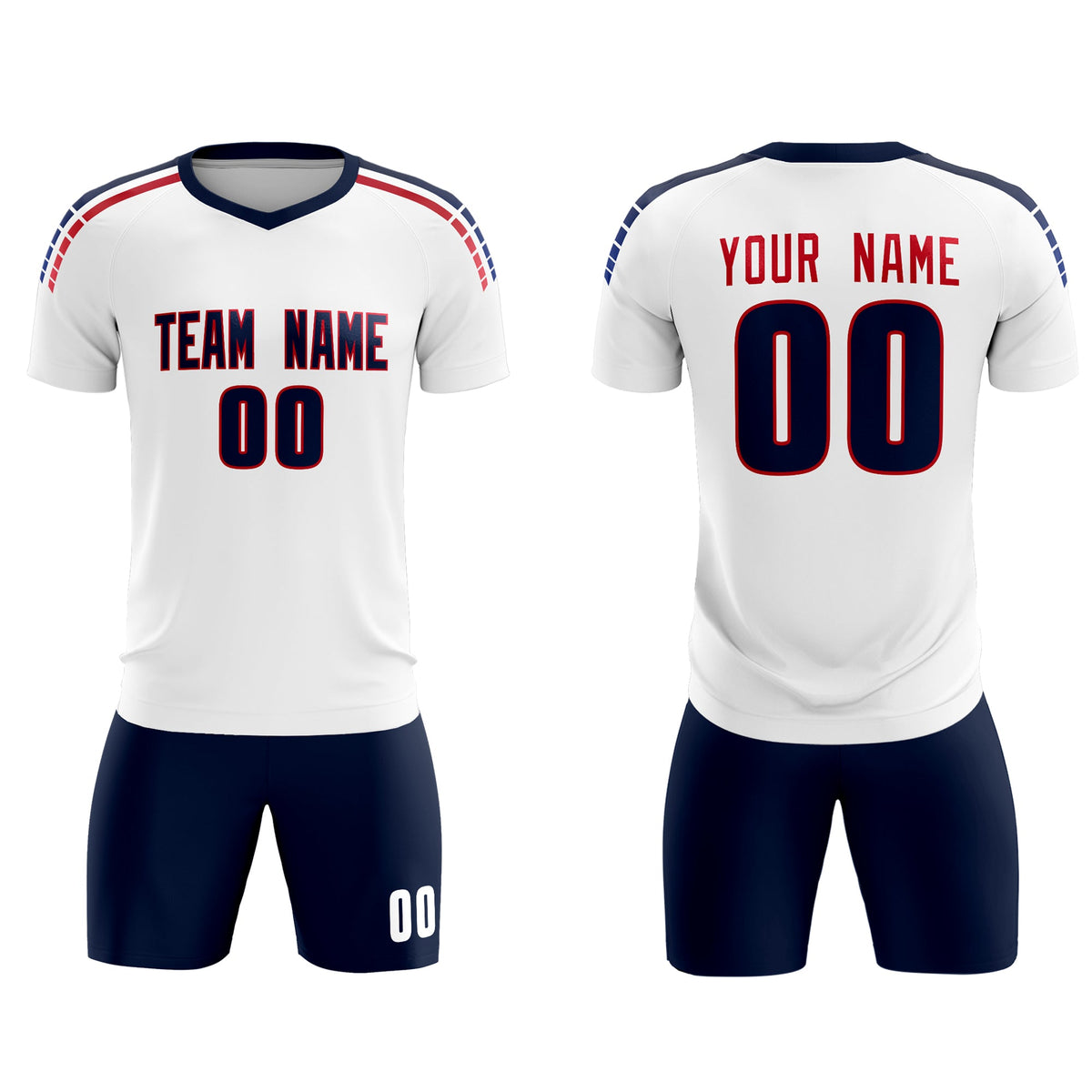 Custom white Striped Quick Dry Tops Football Kits Jersey