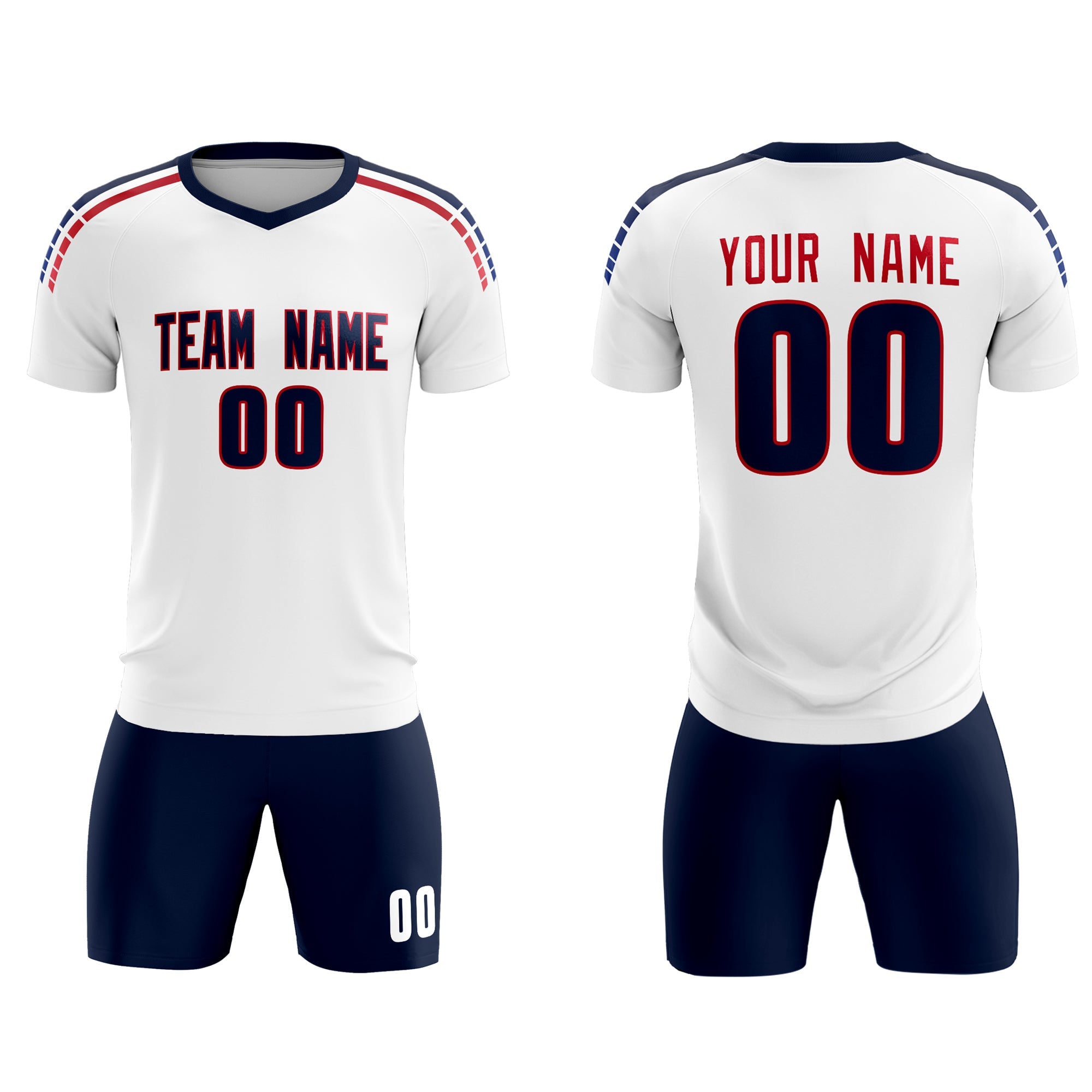 Benutzerdefinierte weiß gestreifte Quick Dry Tops Fußball Kits Jersey
