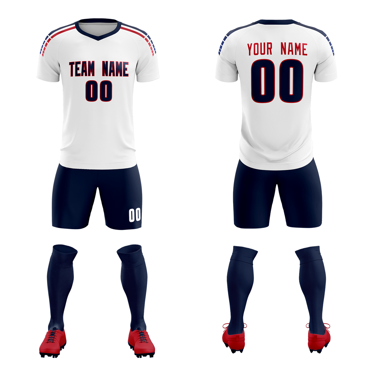 Custom white Striped Quick Dry Tops Football Kits Jersey