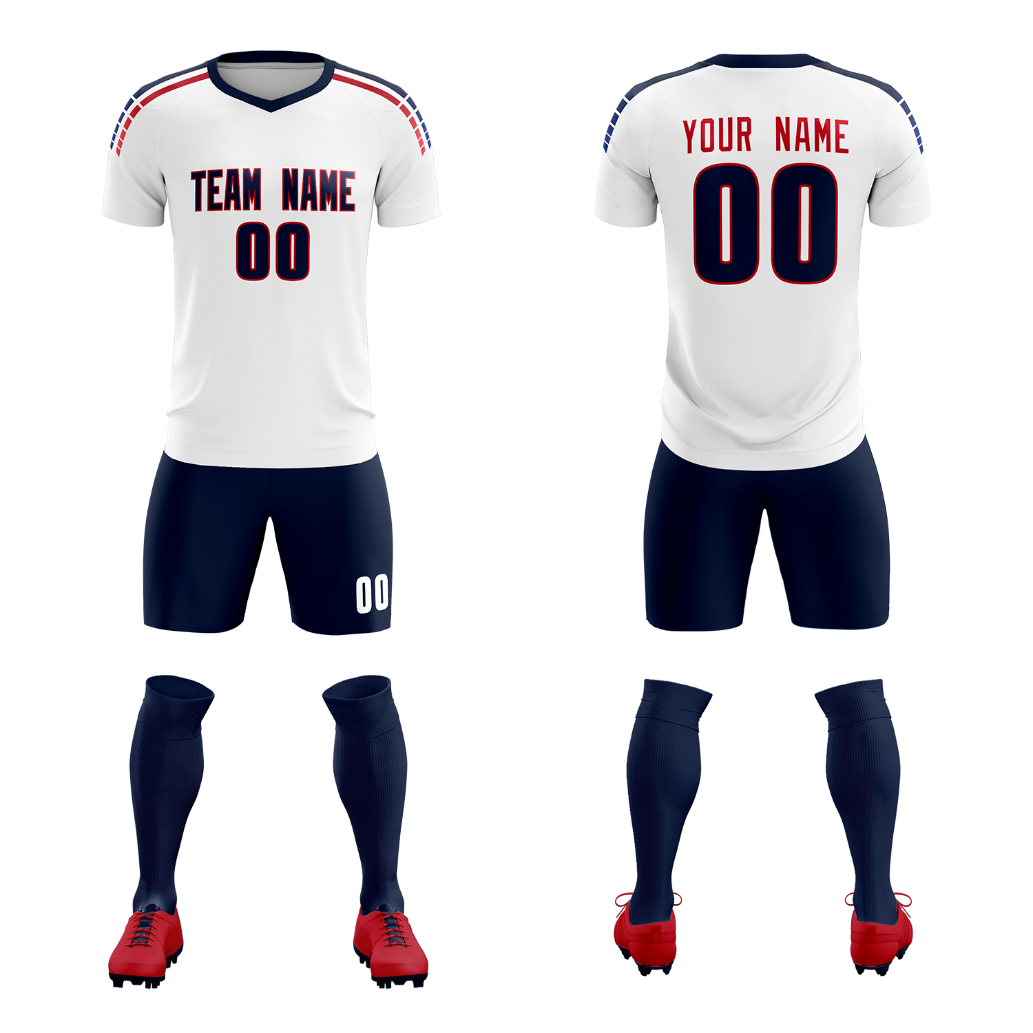 Benutzerdefinierte weiß gestreifte Quick Dry Tops Fußball Kits Jersey