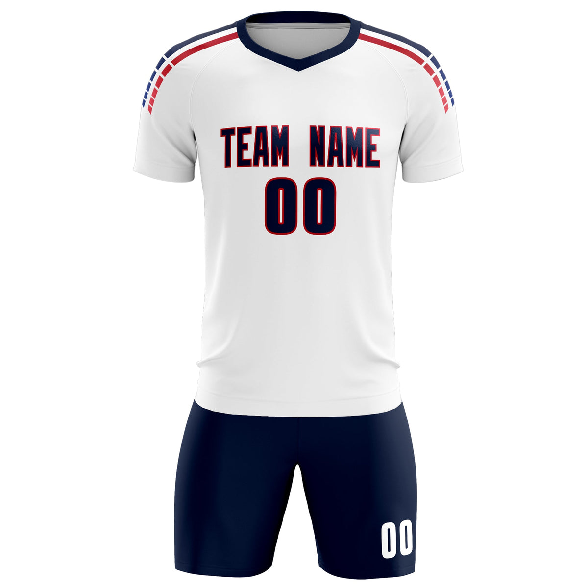 Custom white Striped Quick Dry Tops Football Kits Jersey