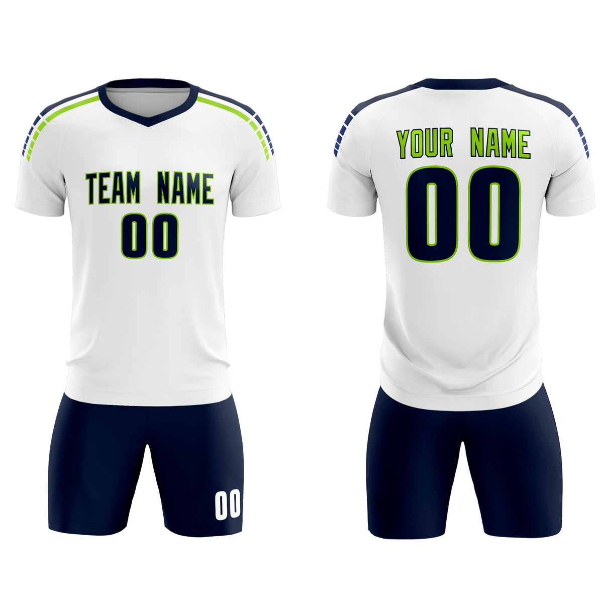 Custom White Raglan Shoulder Striped Football Kit Jersey