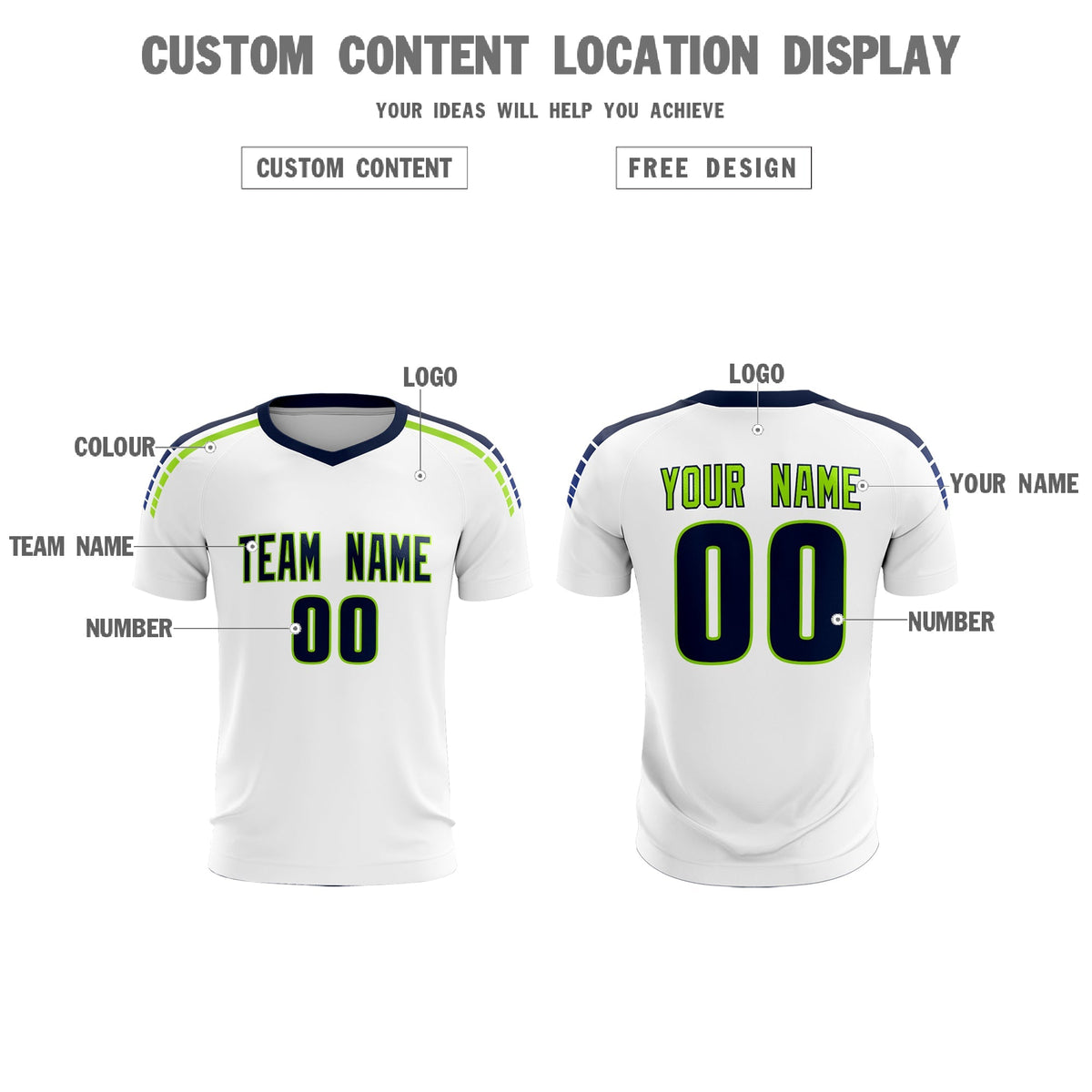 Custom White Raglan Shoulder Striped Football Kit Jersey