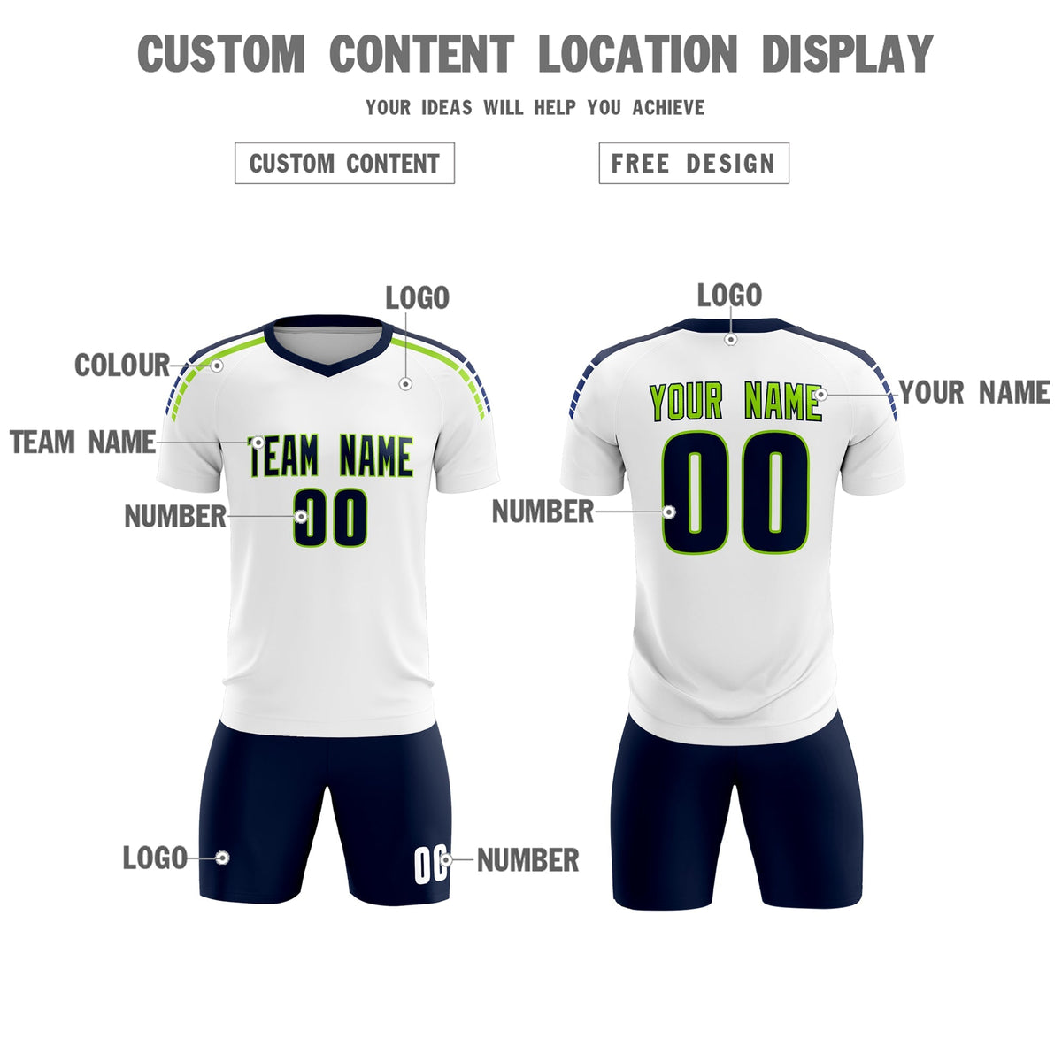 Custom White Raglan Shoulder Striped Football Kit Jersey
