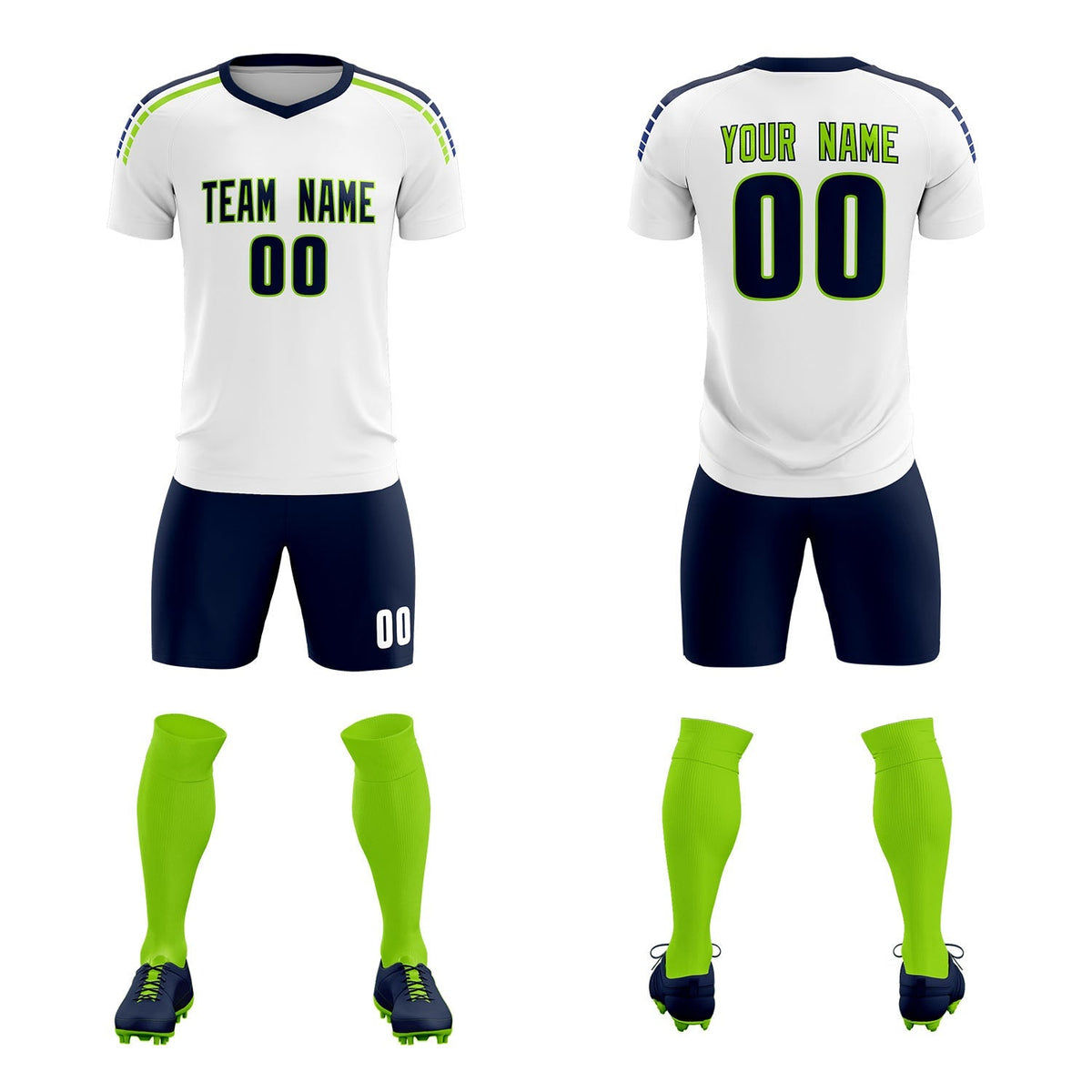 Custom White Raglan Shoulder Striped Football Kit Jersey