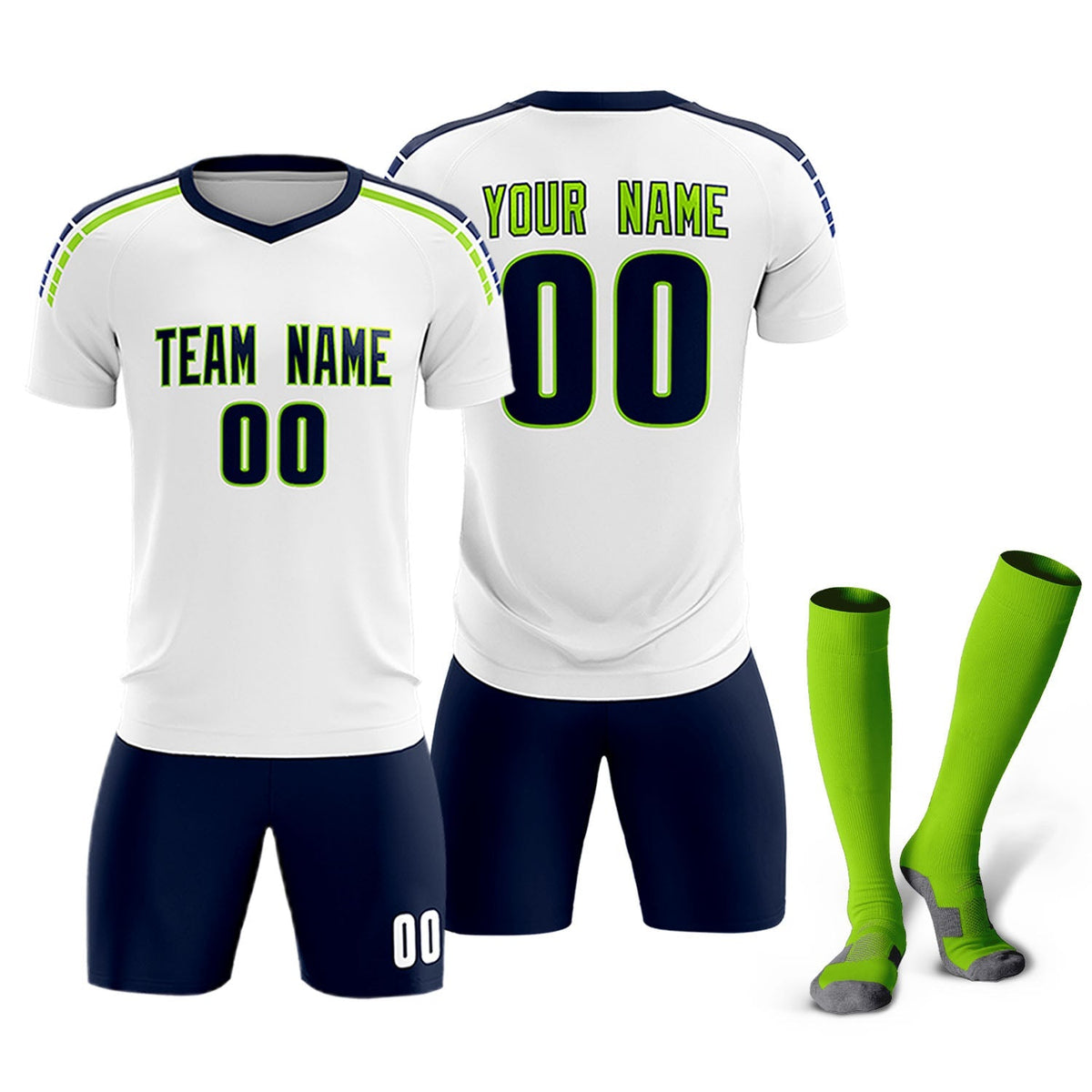 Custom White Raglan Shoulder Striped Football Kit Jersey