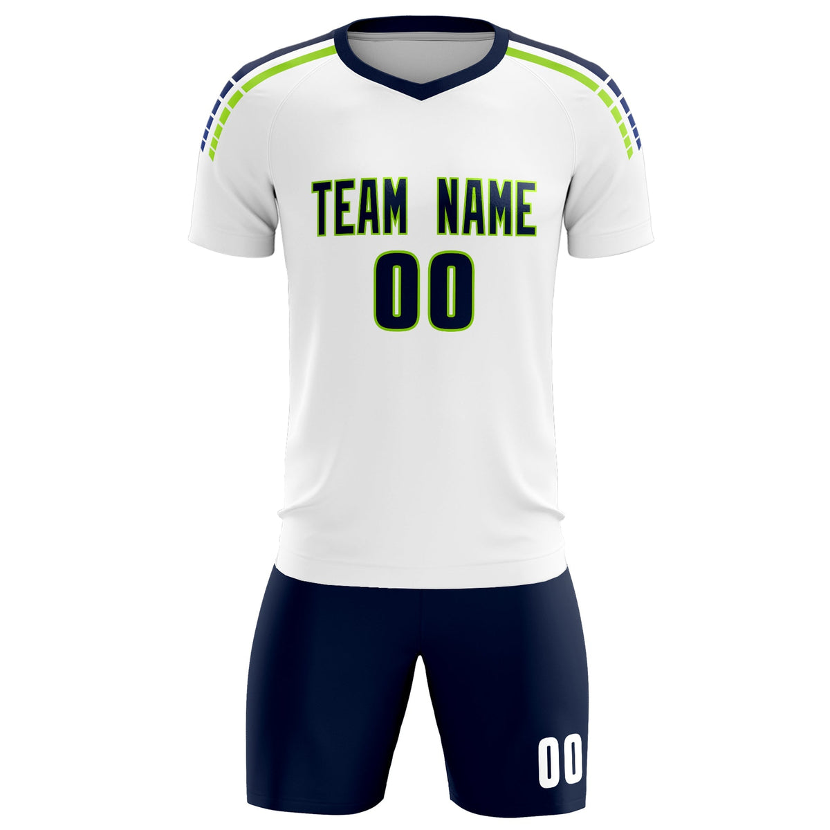 Custom White Raglan Shoulder Striped Football Kit Jersey