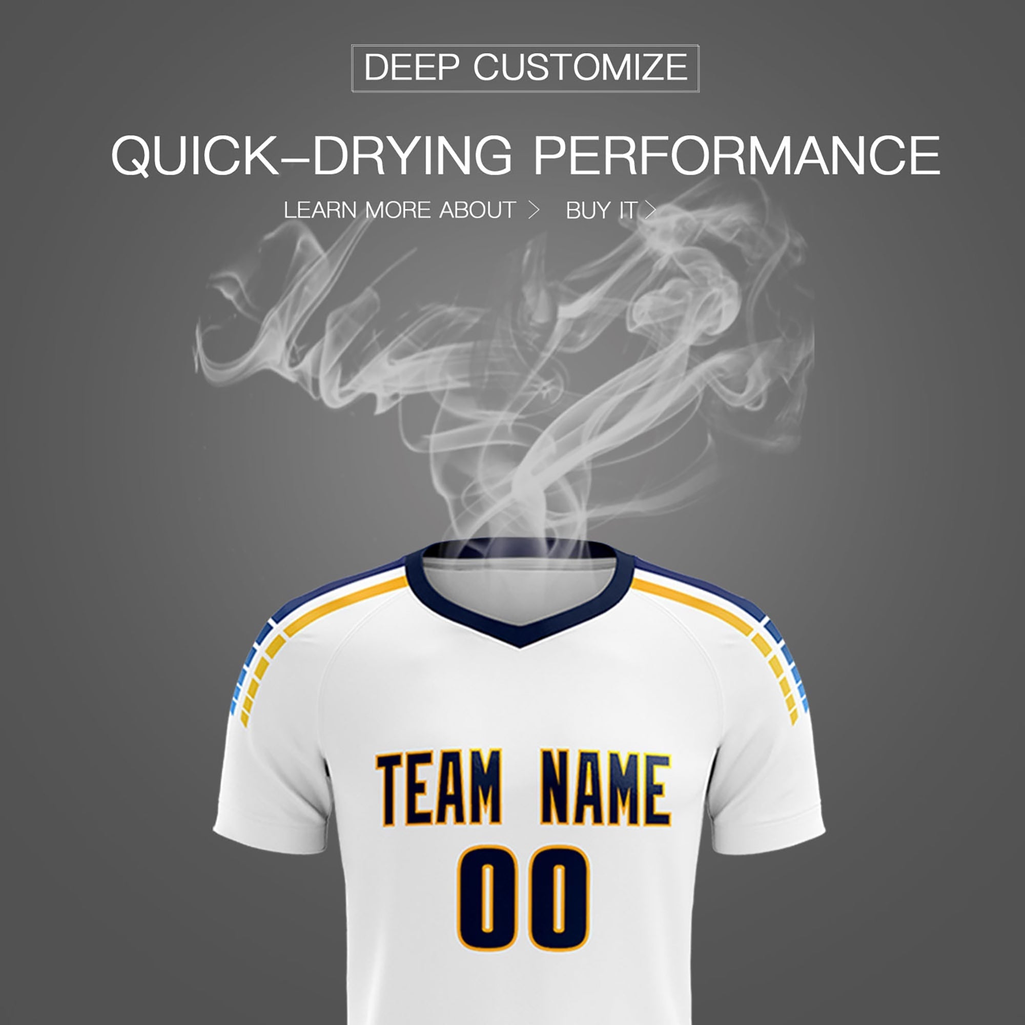 Custom White Raglan Shoulder Striped Football Kit Jersey