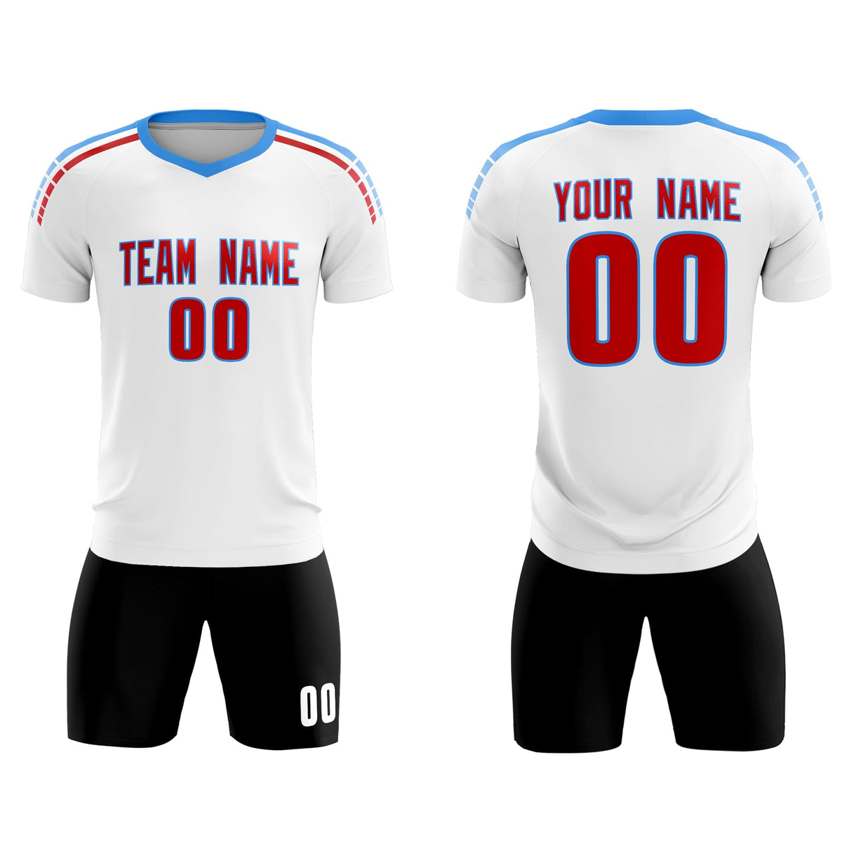 Custom White Raglan Shoulder Striped Football Kit Jersey