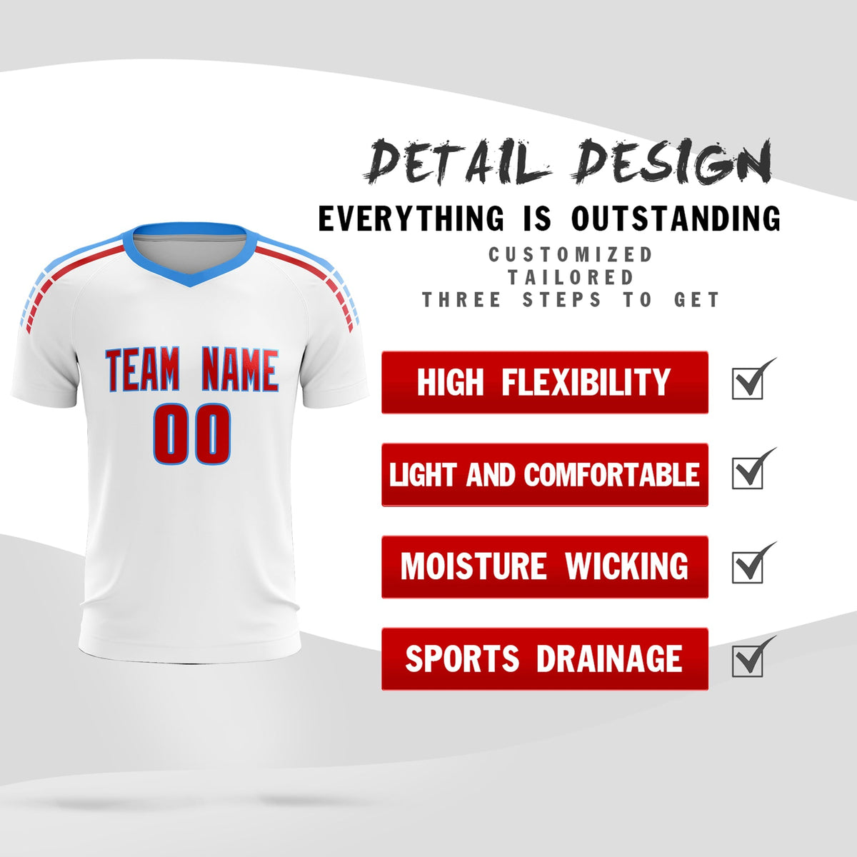 Custom White Raglan Shoulder Striped Football Kit Jersey