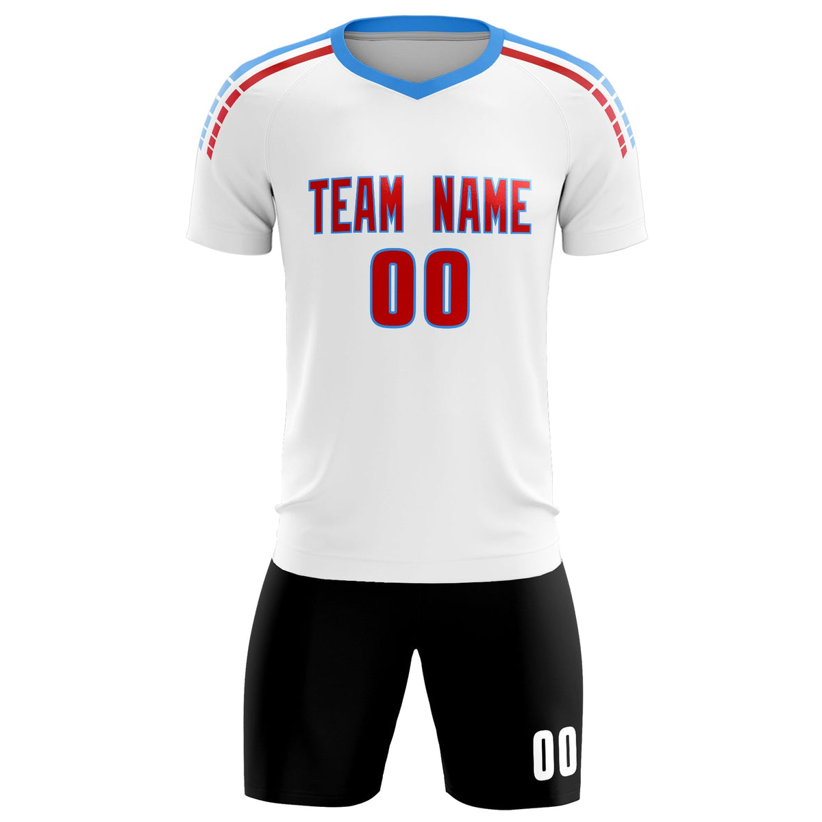 Custom White Raglan Shoulder Striped Football Kit Jersey