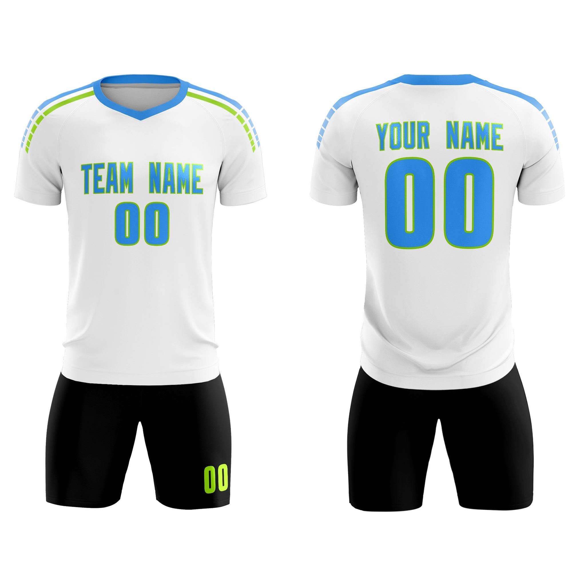 Custom White Raglan Shoulder Striped Football Kit Jersey